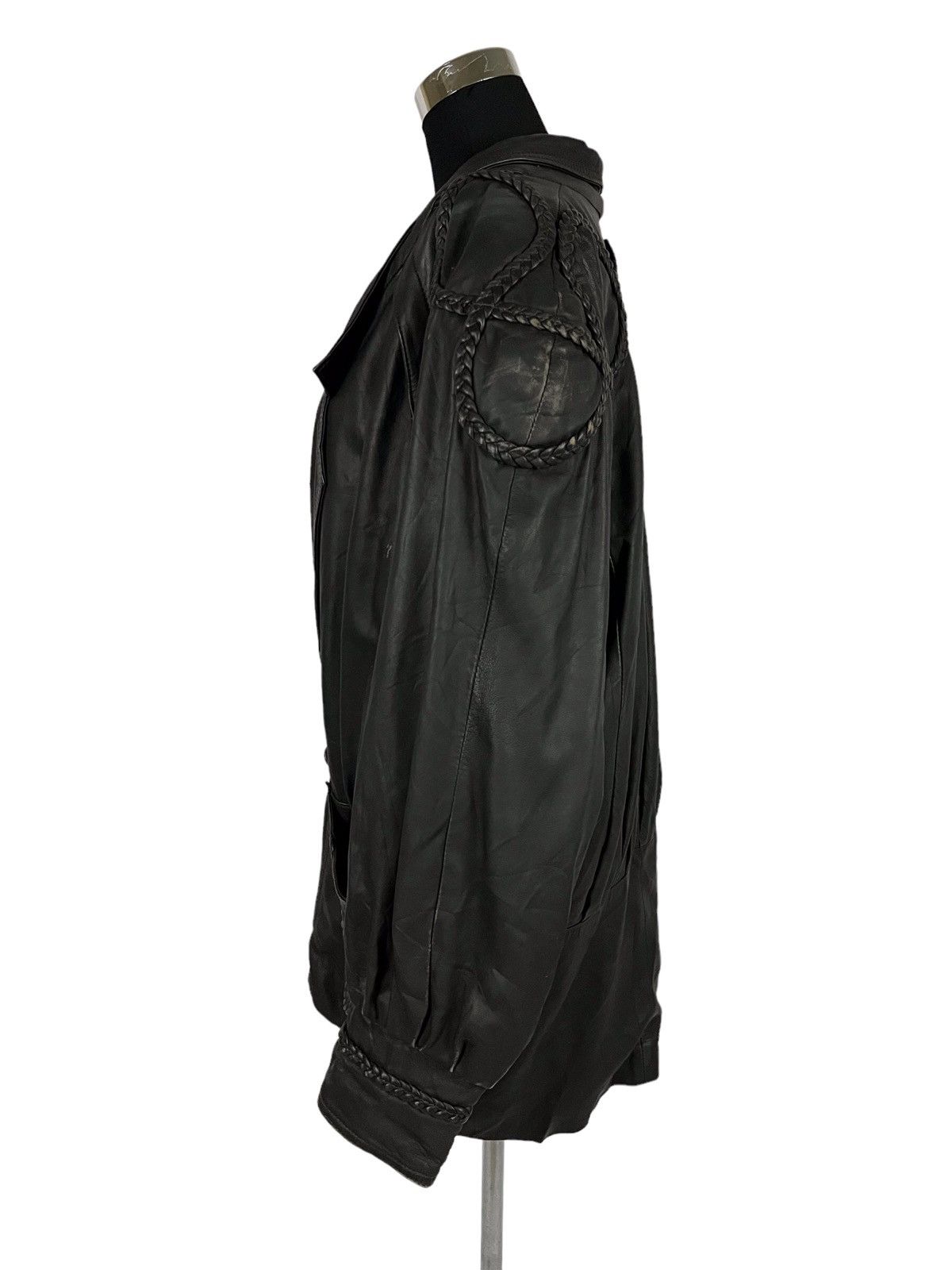 Japanese Brand Japanese Brand Black Leather Oversized Jacket Size ONE SIZE - 6 Thumbnail
