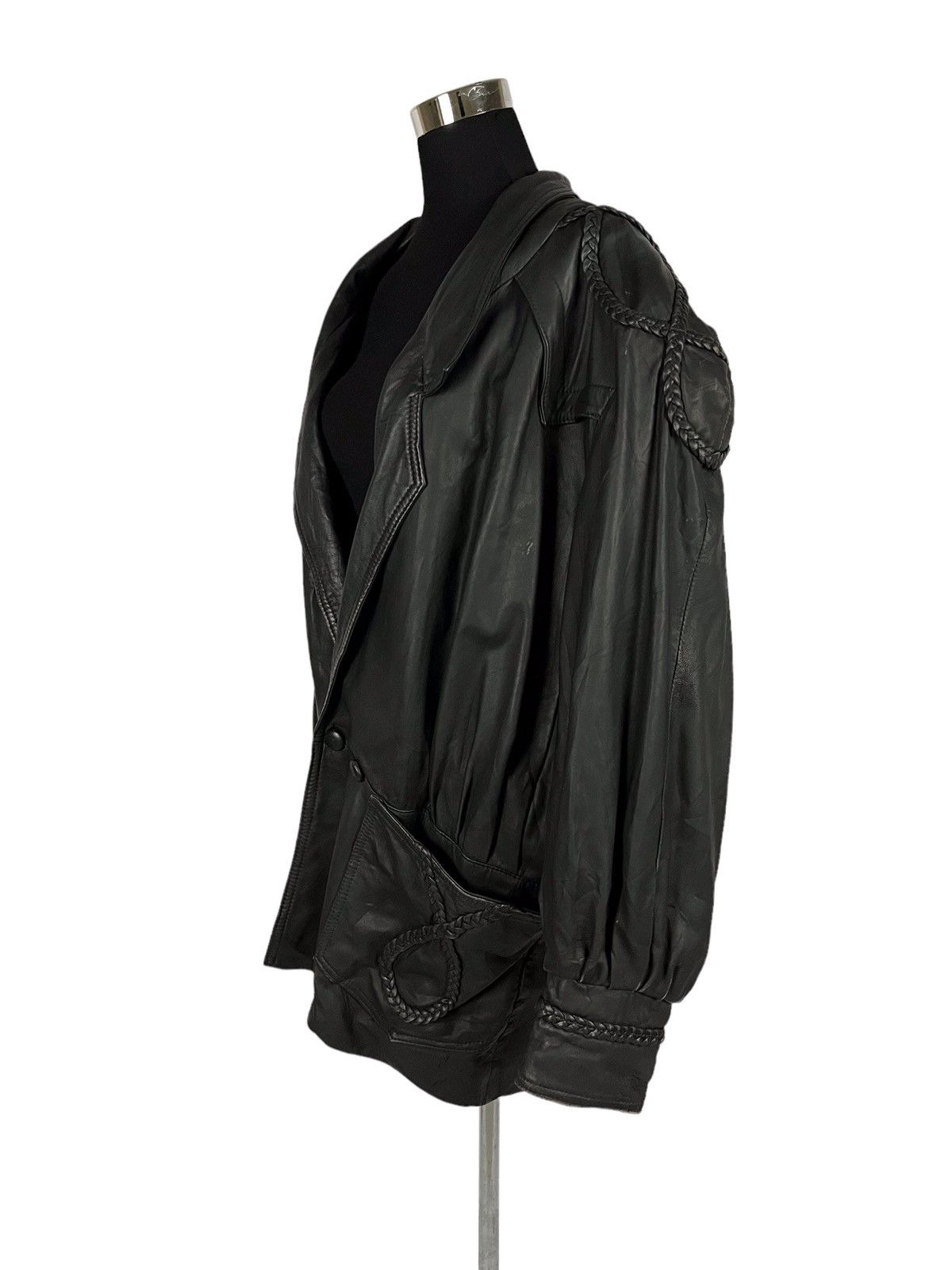 Japanese Brand Japanese Brand Black Leather Oversized Jacket Size ONE SIZE - 7 Thumbnail