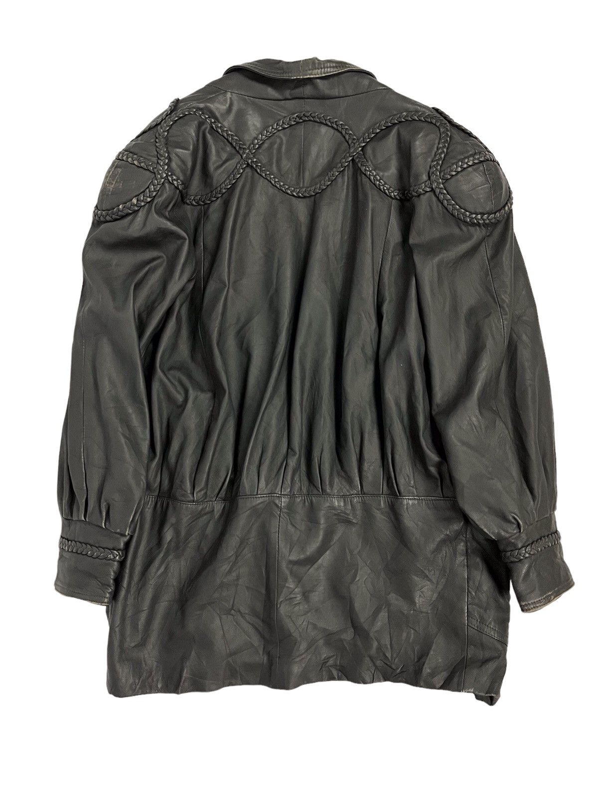 Japanese Brand Japanese Brand Black Leather Oversized Jacket Size ONE SIZE - 2 Thumbnail