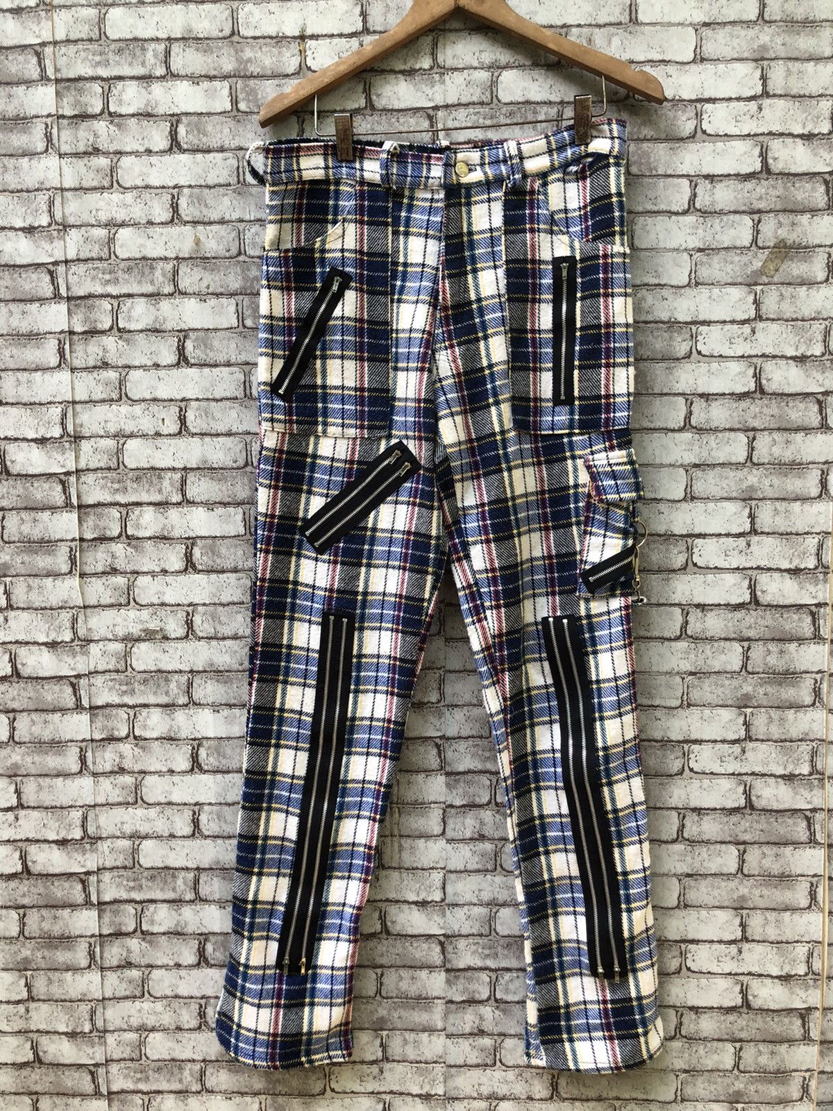 Archival Clothing Vintage Bondage plaid Tartan zipper pants | Grailed