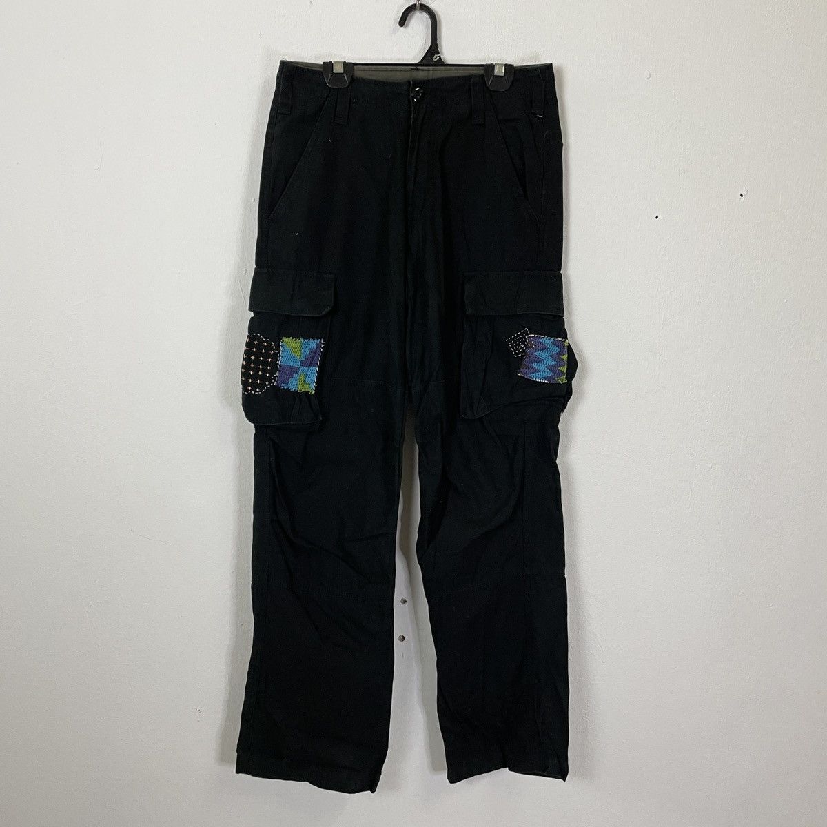 Japanese Brand Unbraded Utility Multipocket Patchwork Sashiko Cargo Pants Size US 29 - 2 Thumbnail
