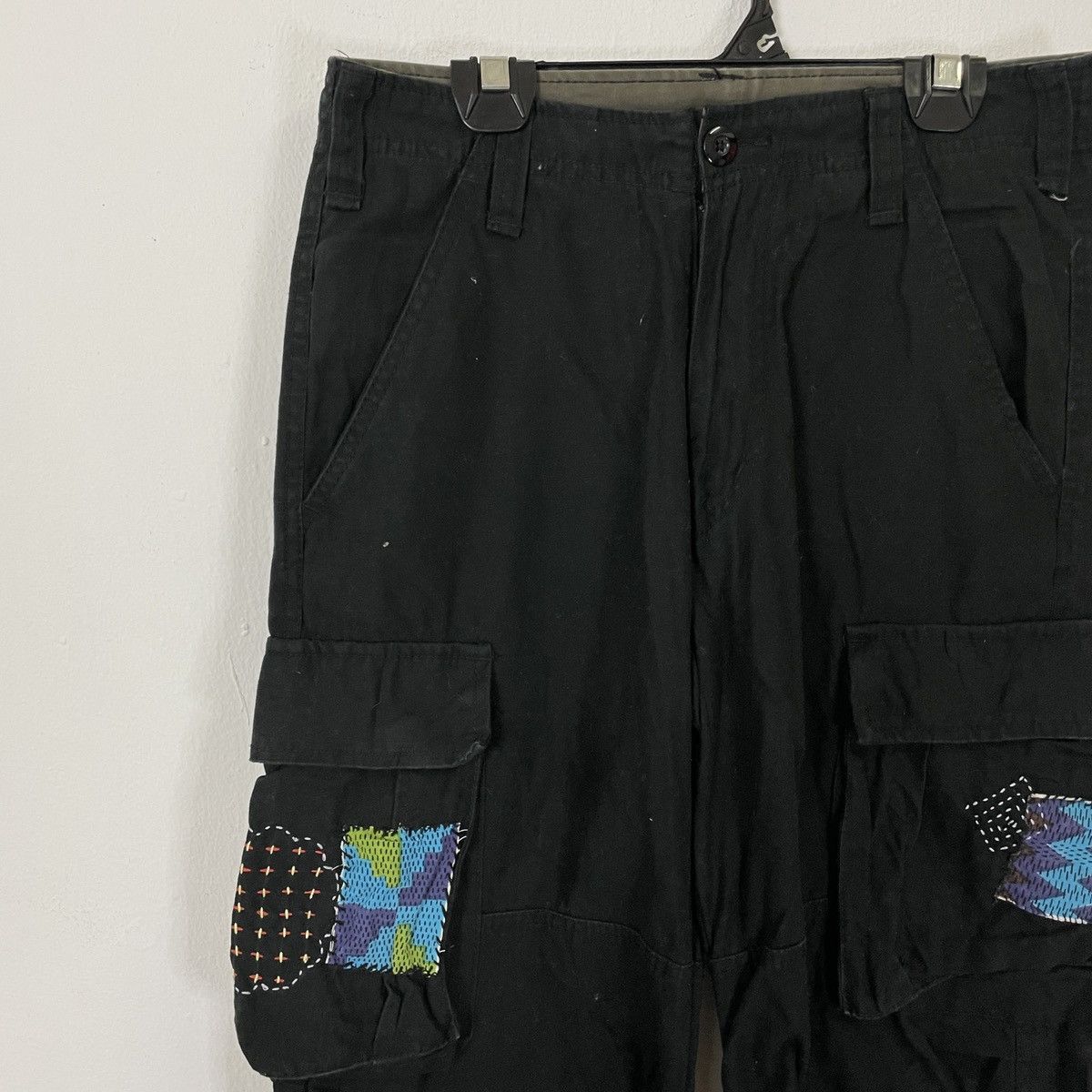 Japanese Brand Unbraded Utility Multipocket Patchwork Sashiko Cargo Pants Size US 29 - 4 Thumbnail