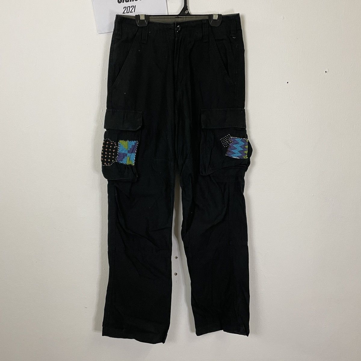 Japanese Brand Unbraded Utility Multipocket Patchwork Sashiko Cargo Pants Size US 29 - 1 Thumbnail