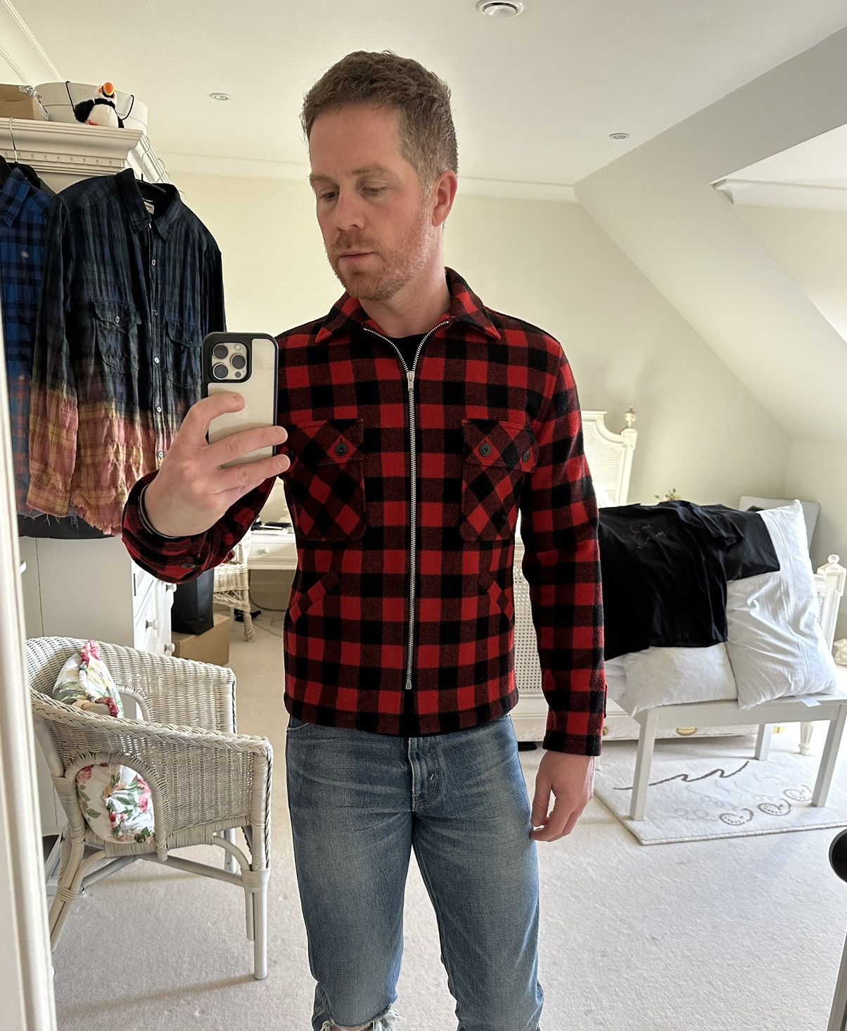 Saint Laurent Paris FW15 Saint Laurent 💯% wool red black Flannel jacket Hedi Size US S / EU 44-46 / 1 - 6 Thumbnail