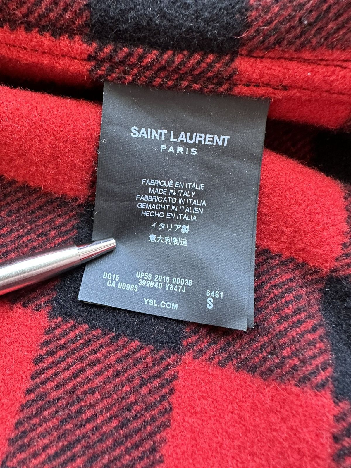 Saint Laurent Paris FW15 Saint Laurent 💯% wool red black Flannel jacket Hedi Size US S / EU 44-46 / 1 - 11 Thumbnail