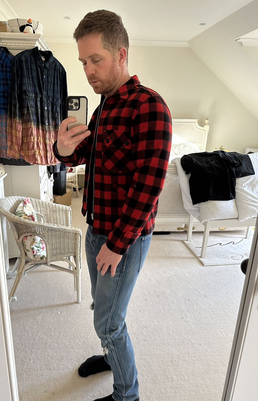 Saint Laurent Paris FW15 Saint Laurent 💯% wool red black Flannel jacket Hedi Size US S / EU 44-46 / 1 - 4 Thumbnail