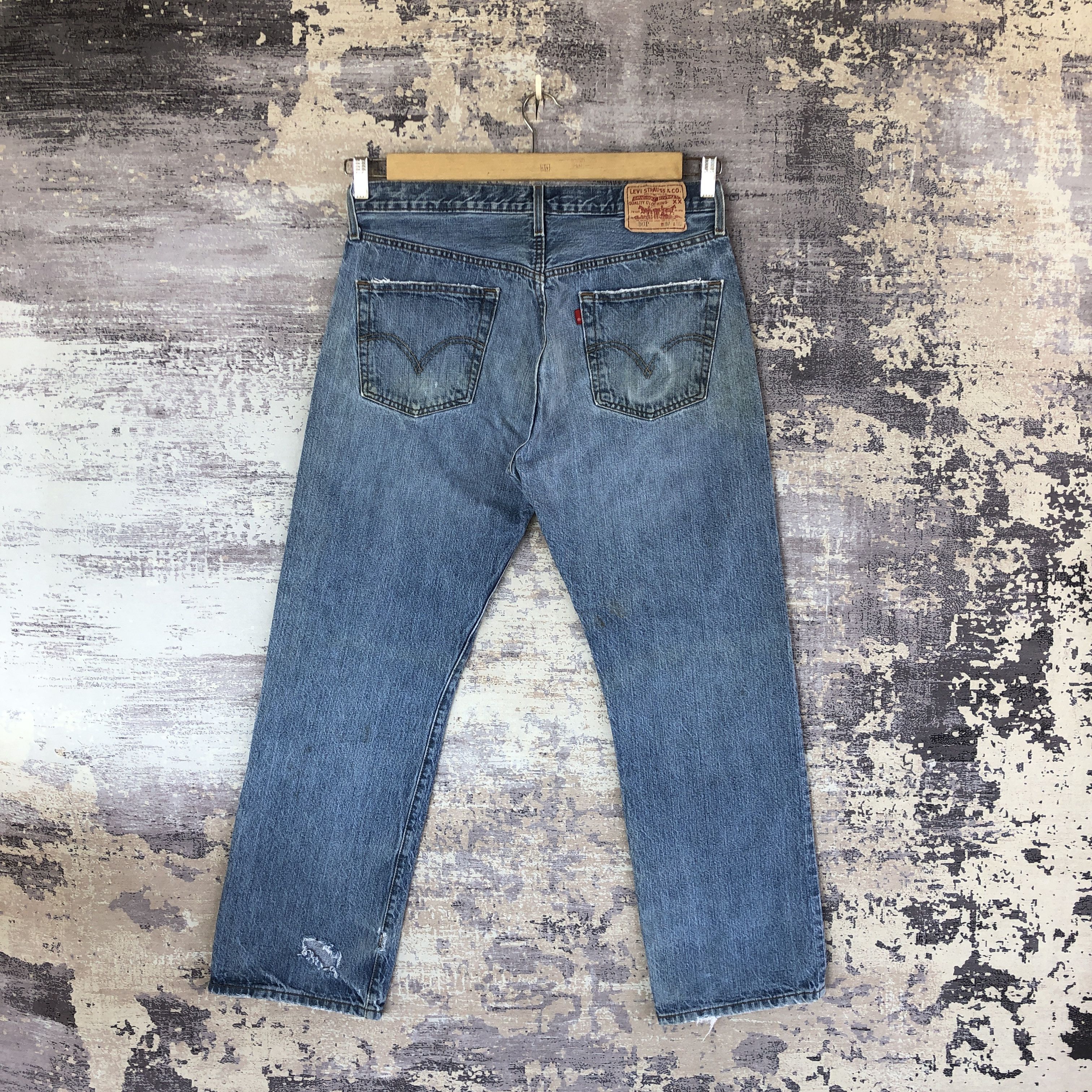 Vintage 90s Levi's 501 Distress Jeans Levis Light WashDenim