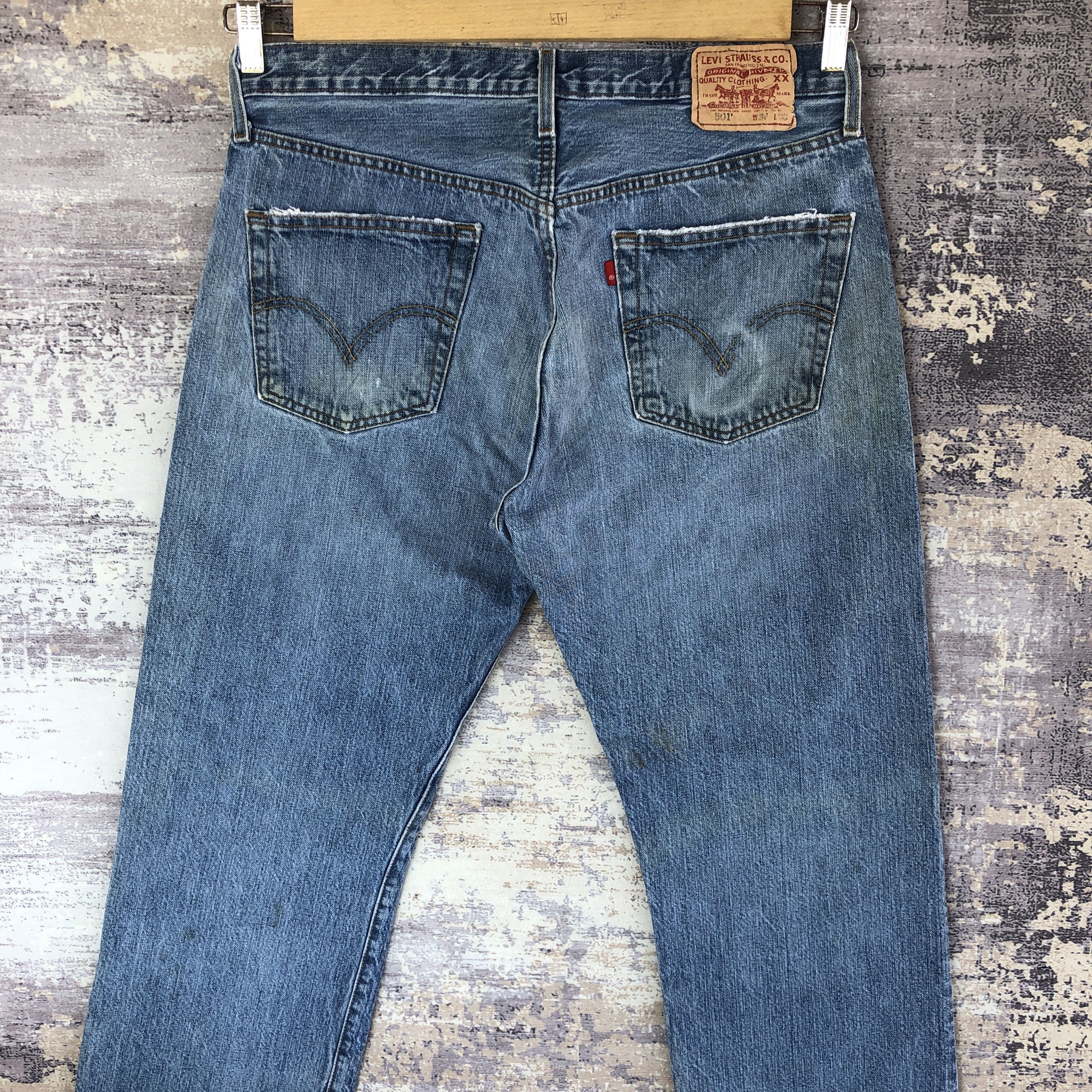 Vintage 90s Levi's 501 Distress Jeans Levis Light WashDenim