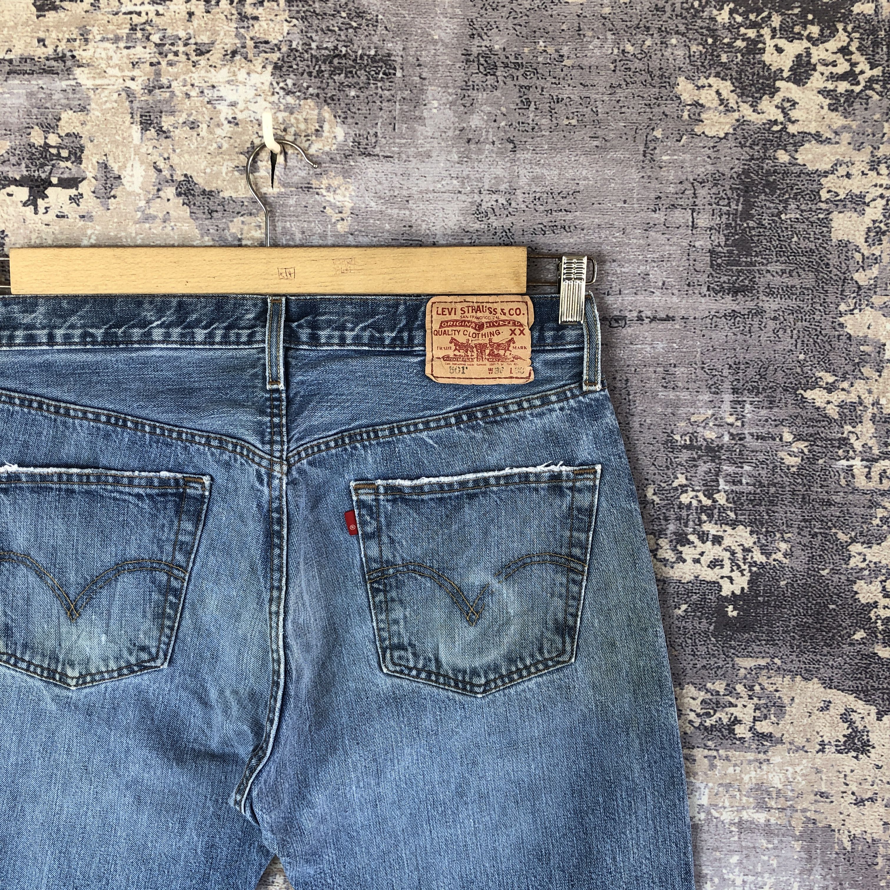 Vintage 90s Levi's 501 Distress Jeans Levis Light WashDenim
