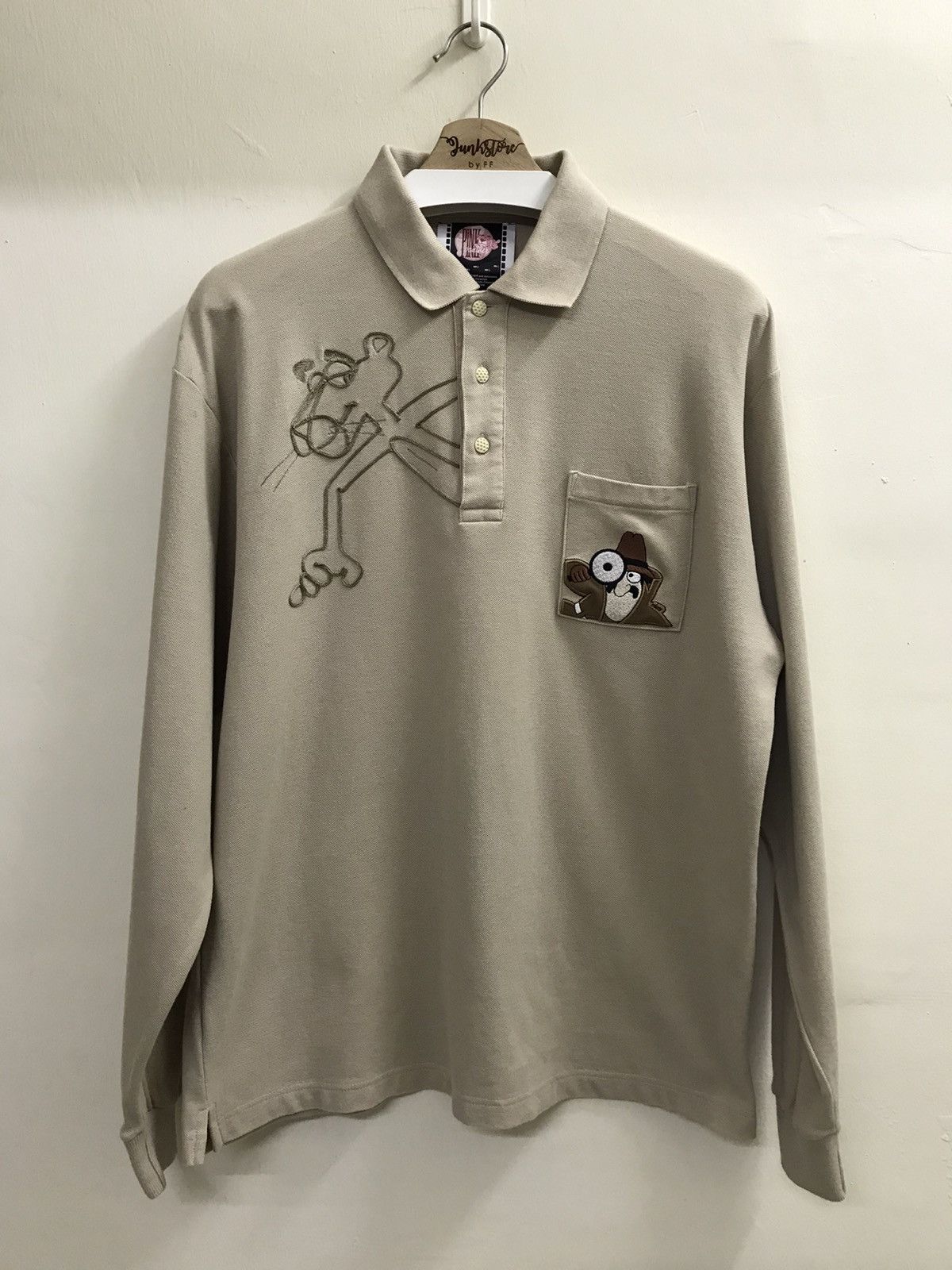 image of Cartoon Network x Movie Vintage 90's Pink Panther Shirt Embroidery in Brown, Men's (Size Medium)