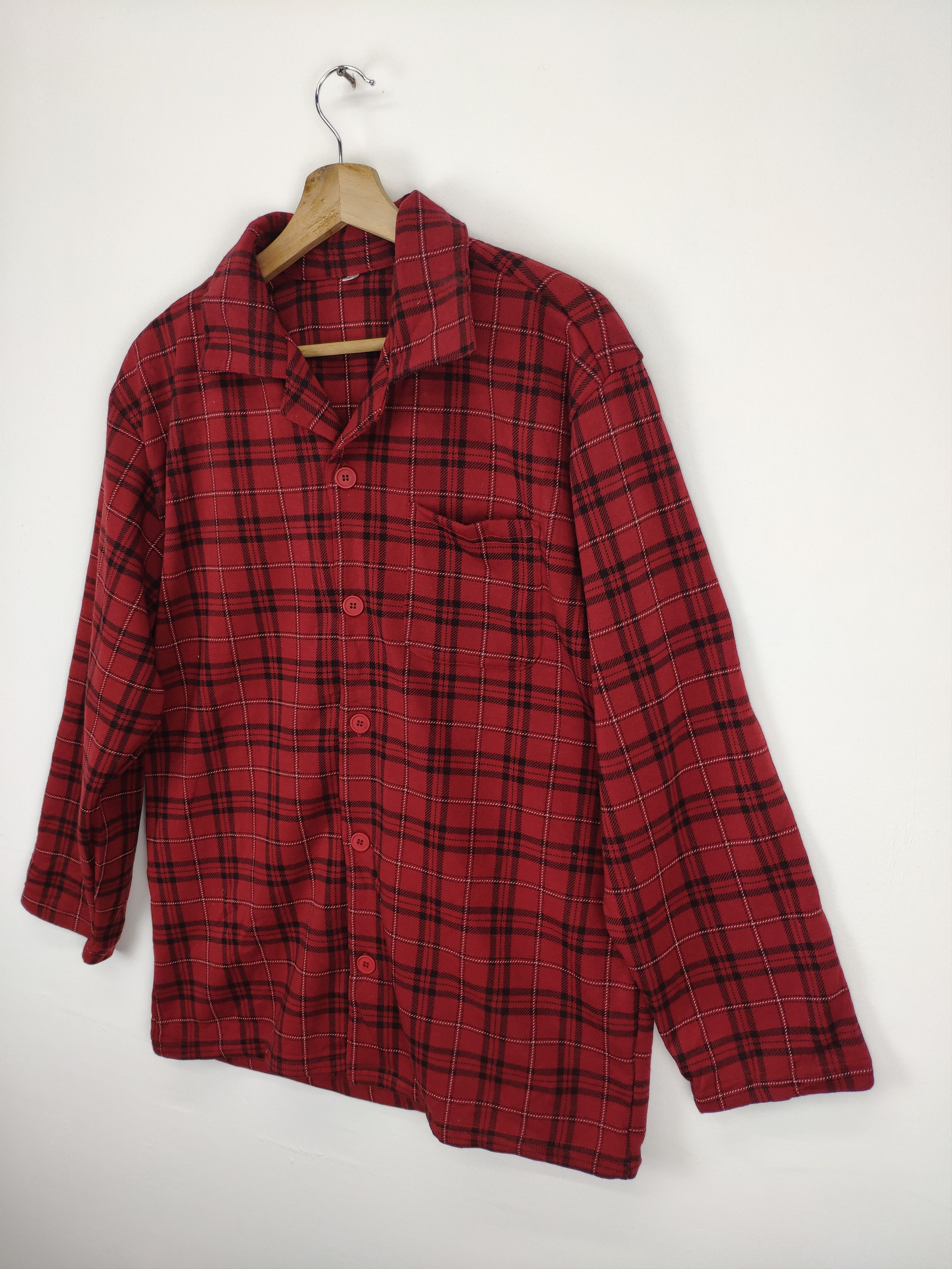 Flannel × Japanese Brand × Vintage Vintage Night Wear Plaid Flannel Button Up Size US M / EU 48-50 / 2 - 2 Thumbnail