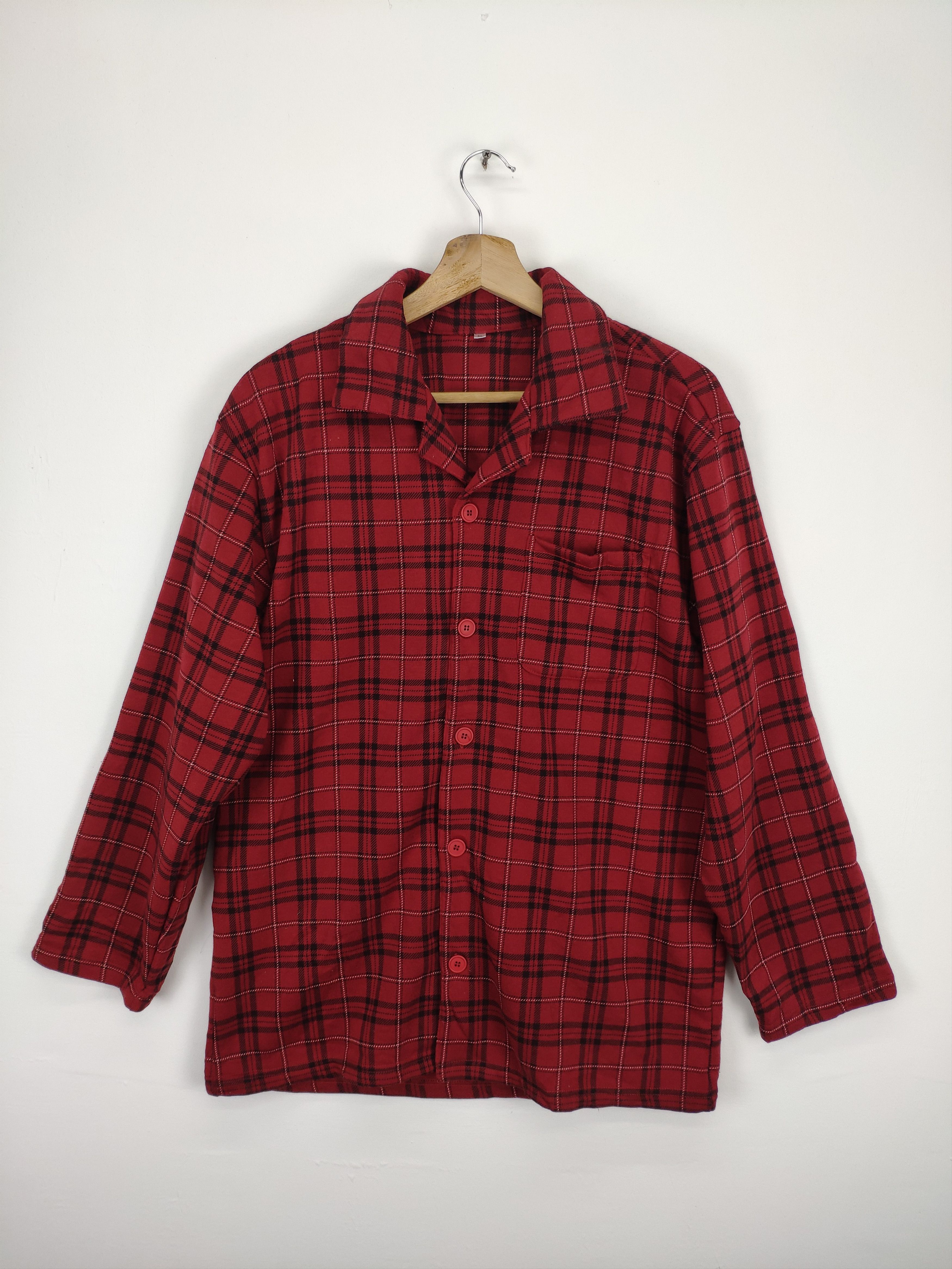Flannel × Japanese Brand × Vintage Vintage Night Wear Plaid Flannel Button Up Size US M / EU 48-50 / 2 - 1 Thumbnail