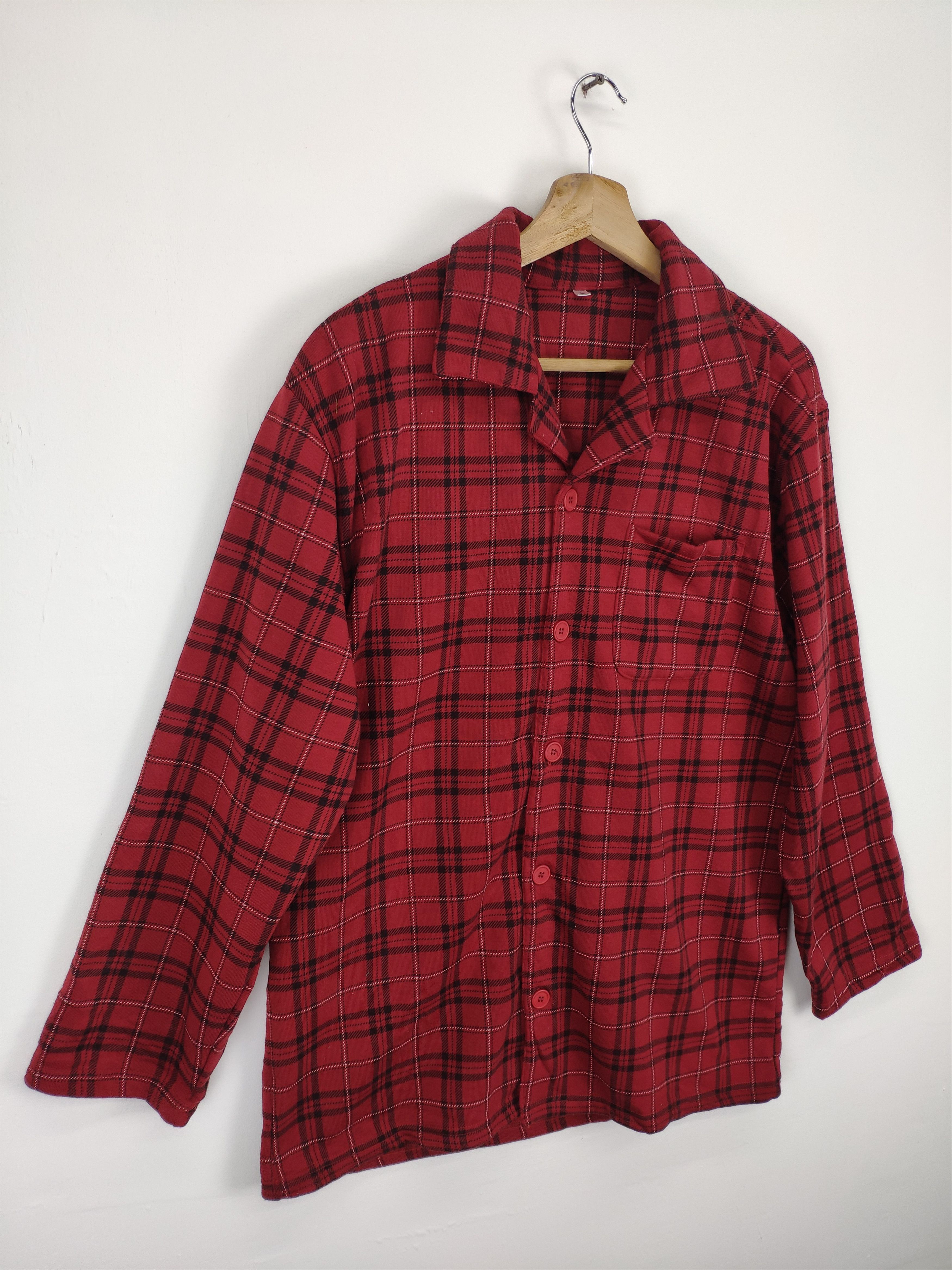 Flannel × Japanese Brand × Vintage Vintage Night Wear Plaid Flannel Button Up Size US M / EU 48-50 / 2 - 3 Thumbnail