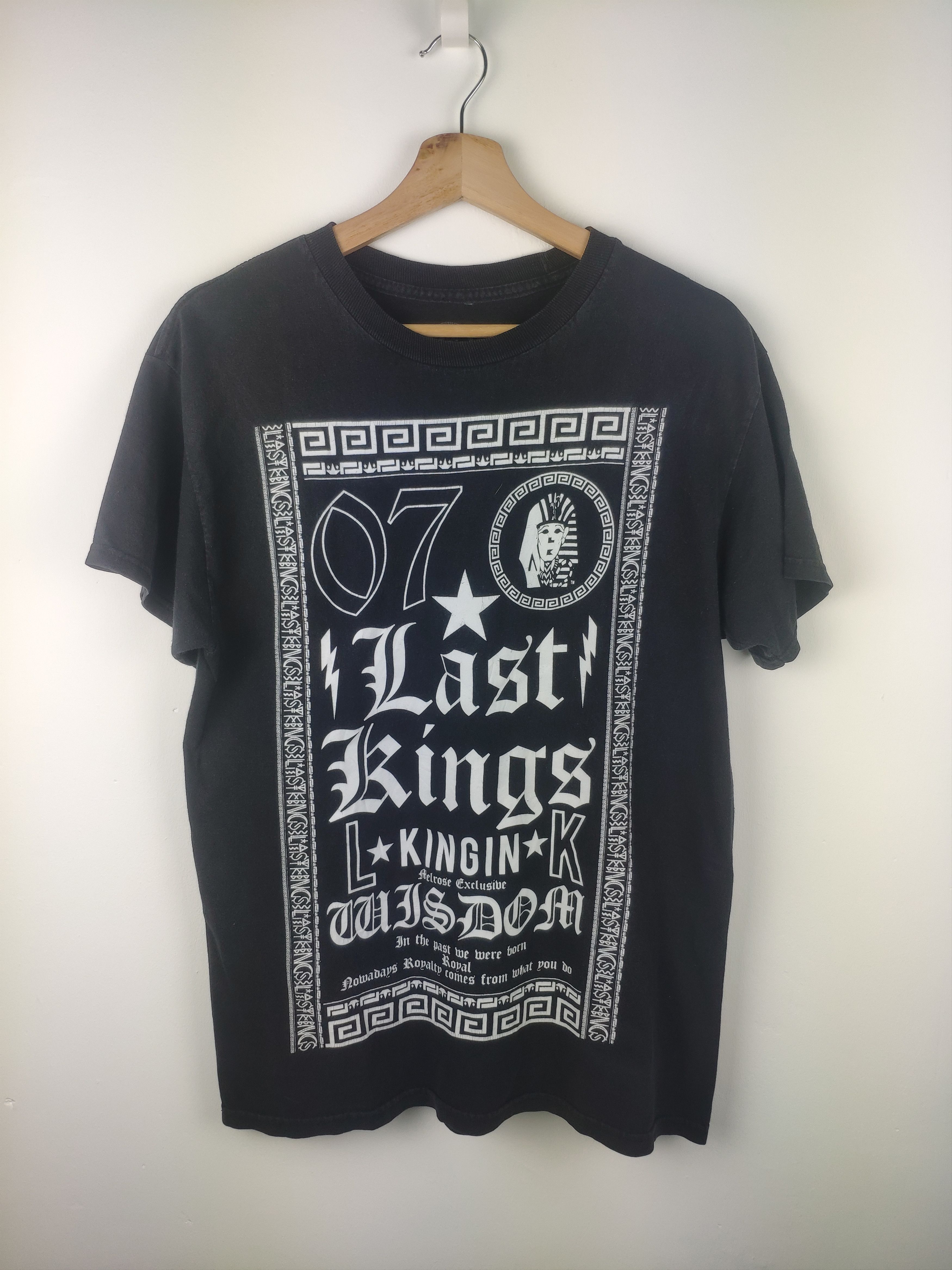 image of Archival Clothing x Last Kings Black Tee Last Kings T Shirt Sun Faded, Men's (Size Small)