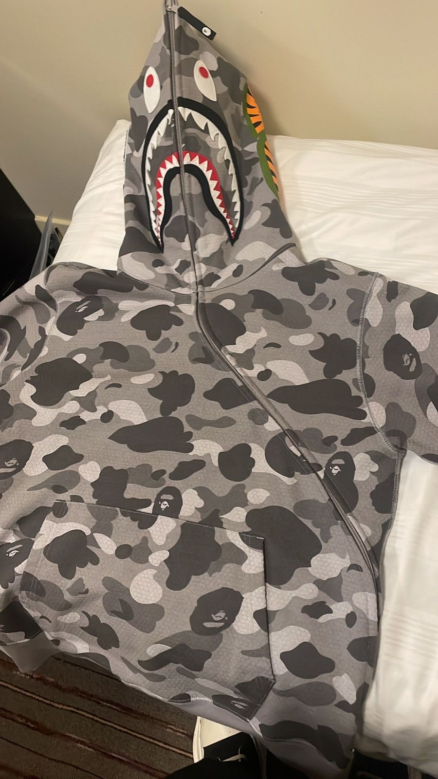 image of Bape Honeycomb Hoodie in Grey, Men's (Size Large)