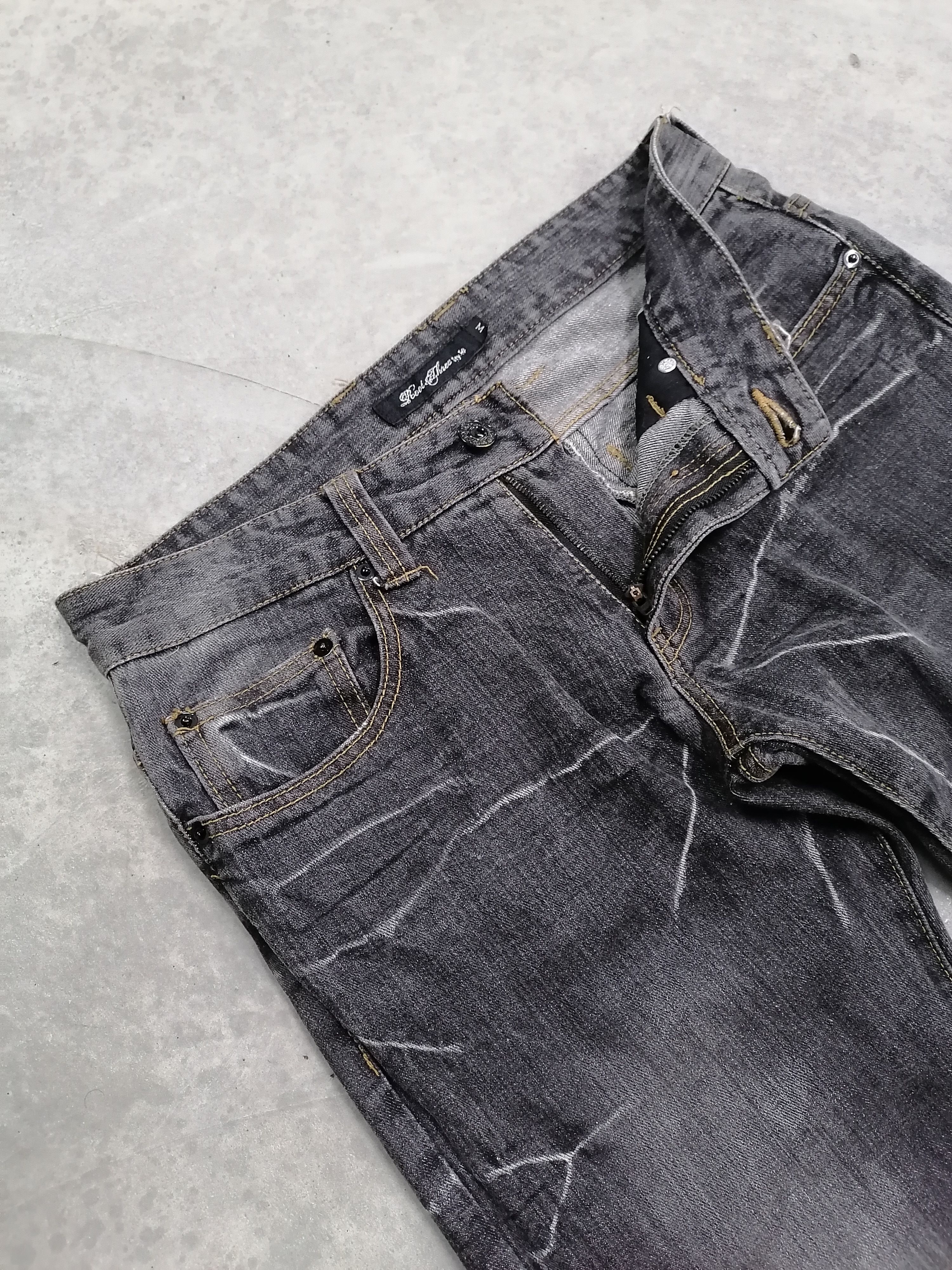 Japanese Brand Root Three Style Claw Mark Distressed Denim Pants Size US 30 / EU 46 - 5 Thumbnail
