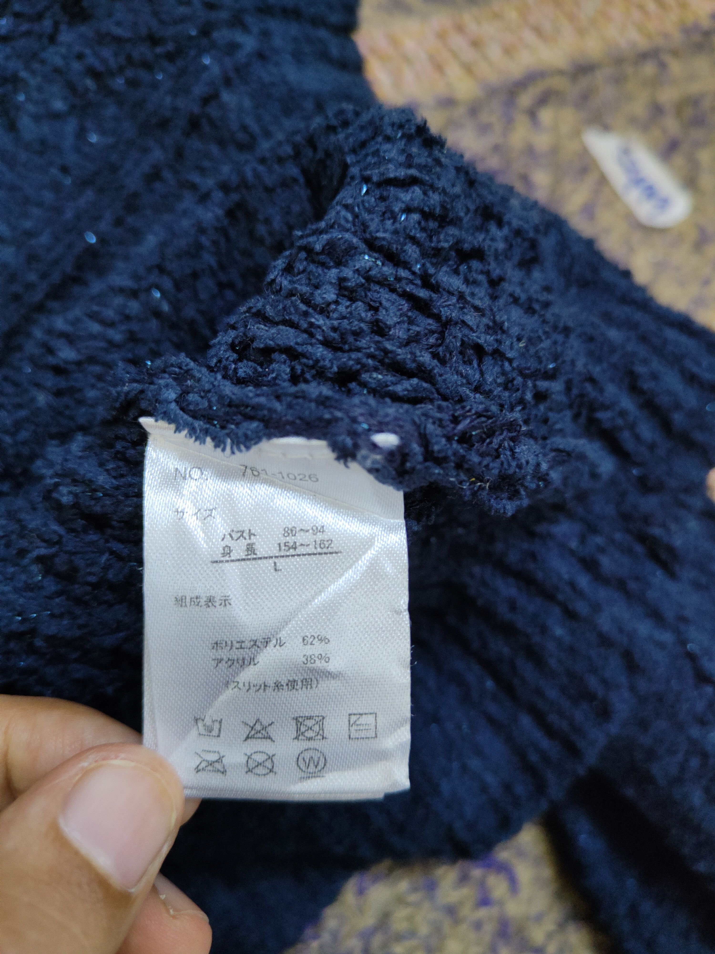 Aran Isles Knitwear × Japanese Brand × Vintage Rose Farm Dark Blue aran isle Knitwear Sweater #5497 Size L / US 10 / IT 46 - 10 Thumbnail
