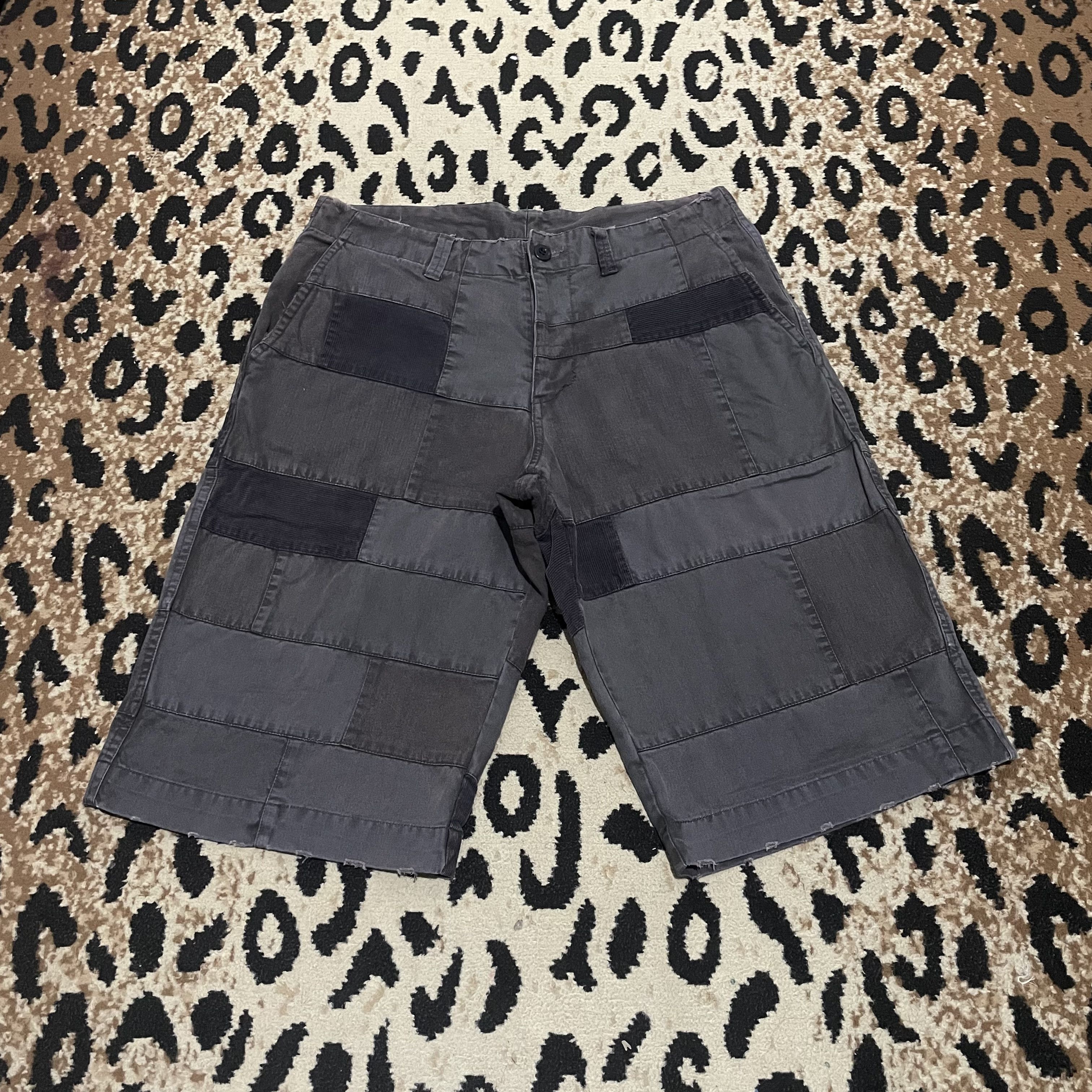 image of General Research Patch Work Distressed Shorts in Grey, Men's (Size 32)