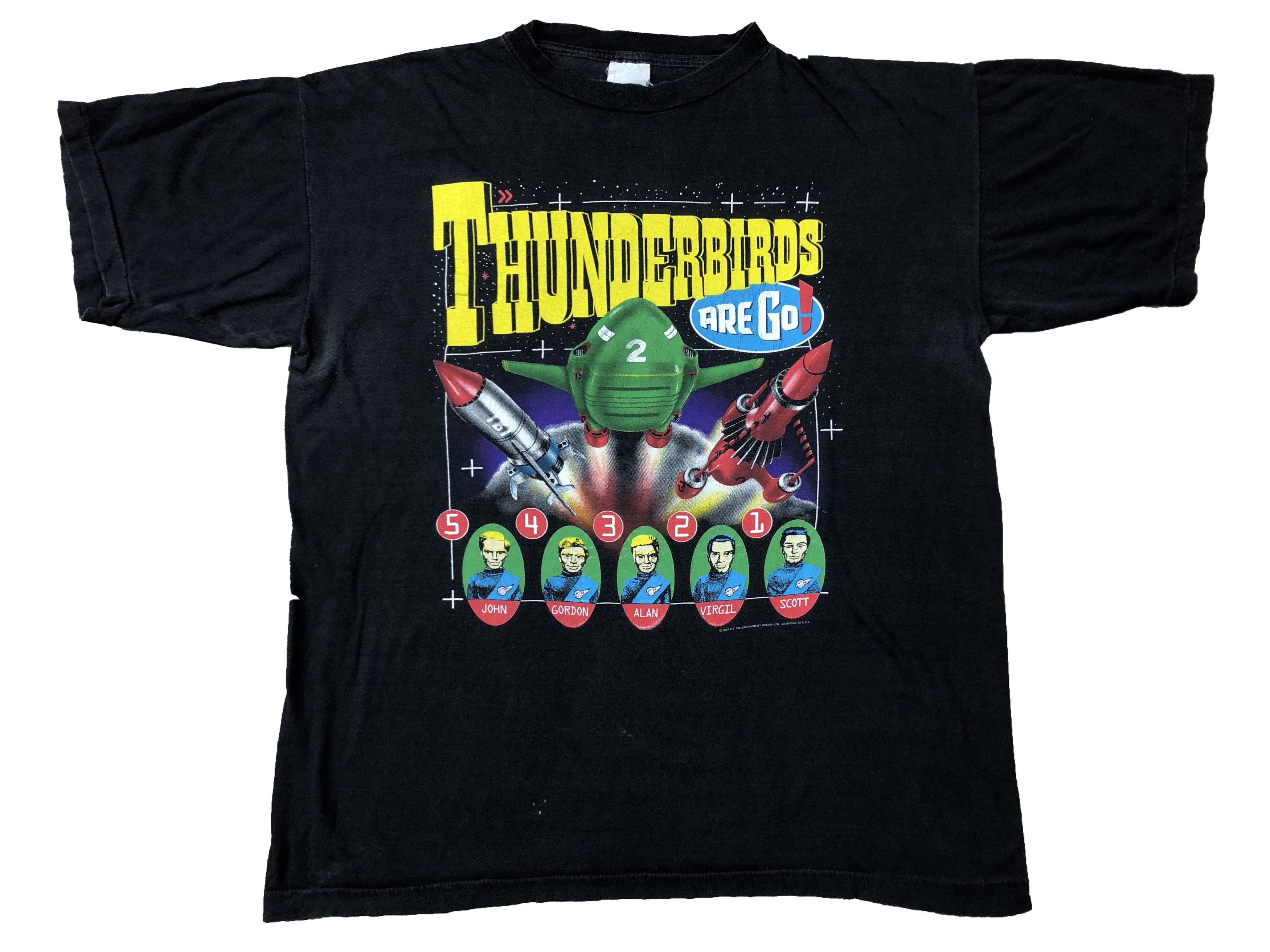 Vintage 1991 Thunderbirds Star Trek Star Wars Tee Shirt Y2K