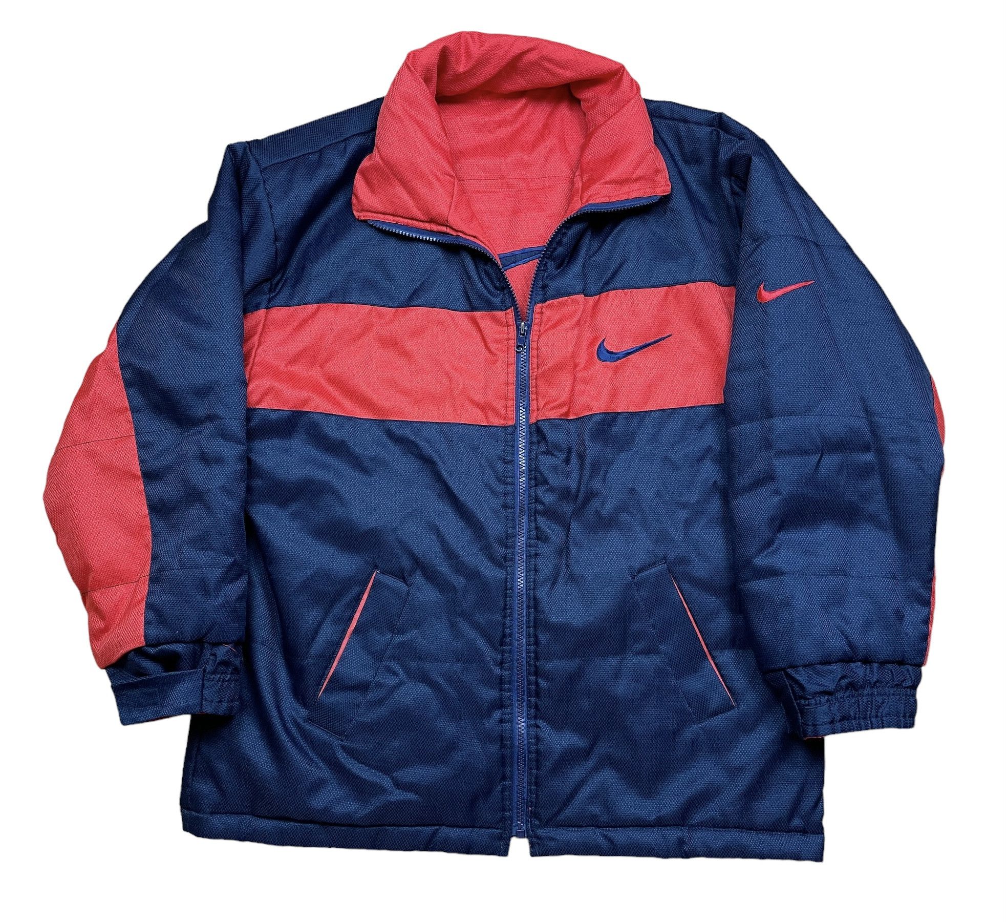 Nike × Vintage Vintage Nike Jacket Two Sided Swoosh Rare Y2K Hype Drill Size US S / EU 44-46 / 1 - 1 Thumbnail