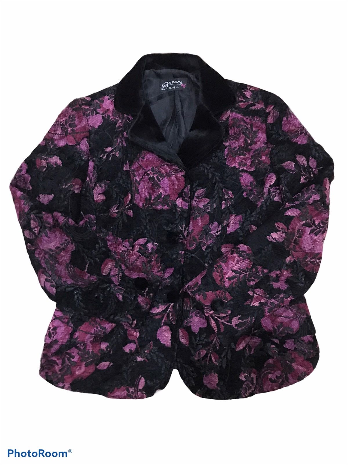 Japanese Brand Greece full print floral velvet blazer Size 34S - 2 Thumbnail
