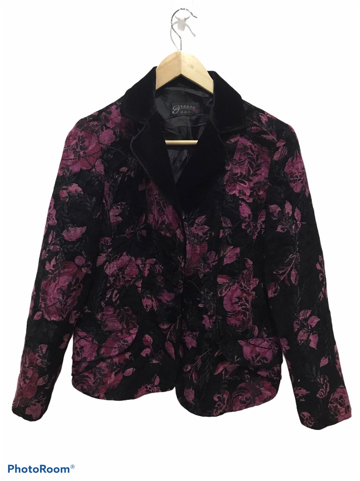 Japanese Brand Greece full print floral velvet blazer Size 34S - 1 Thumbnail