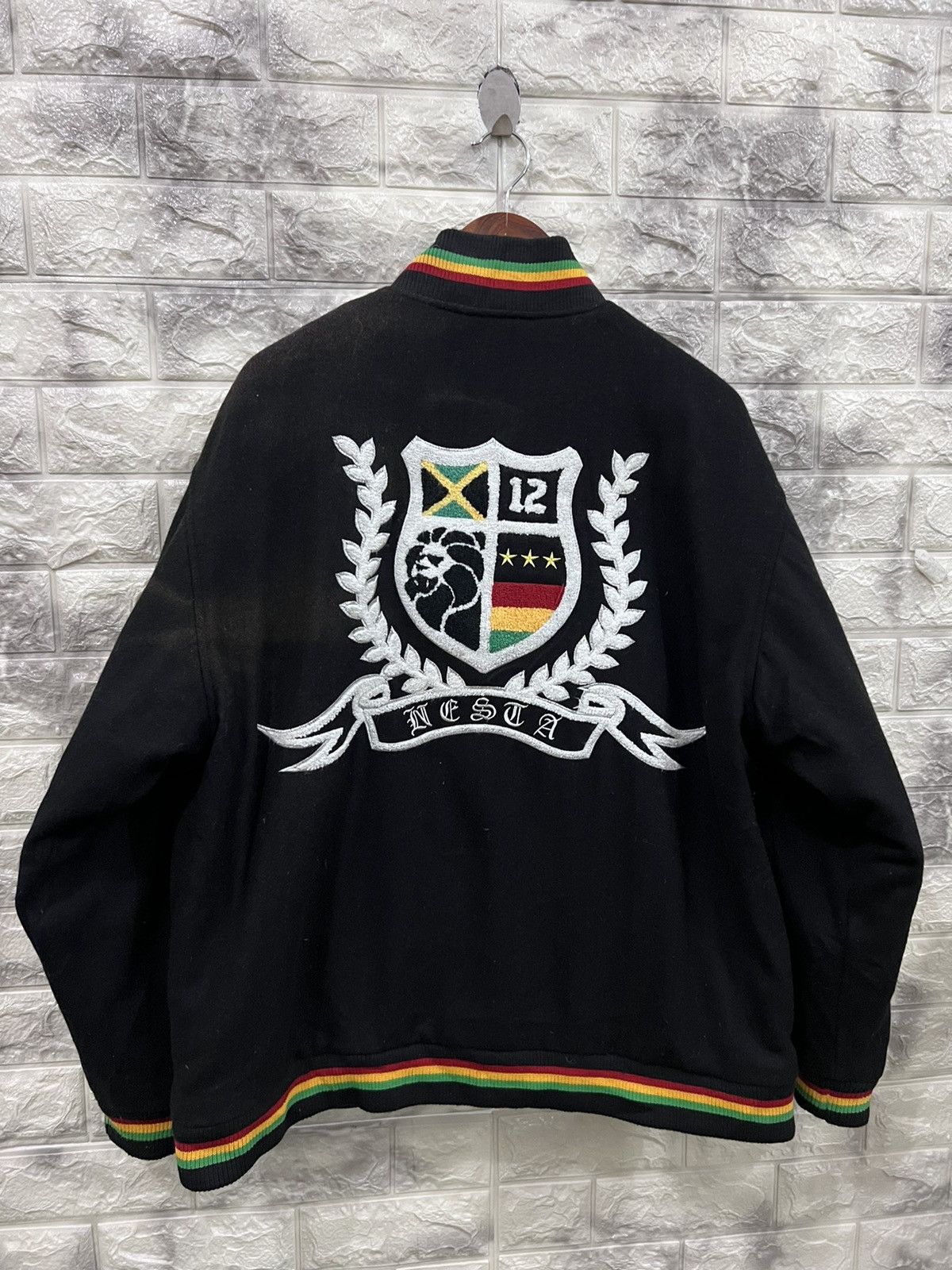 image of Vintage Nesta Brand Varsity Jacket in Black, Men's (Size Large)