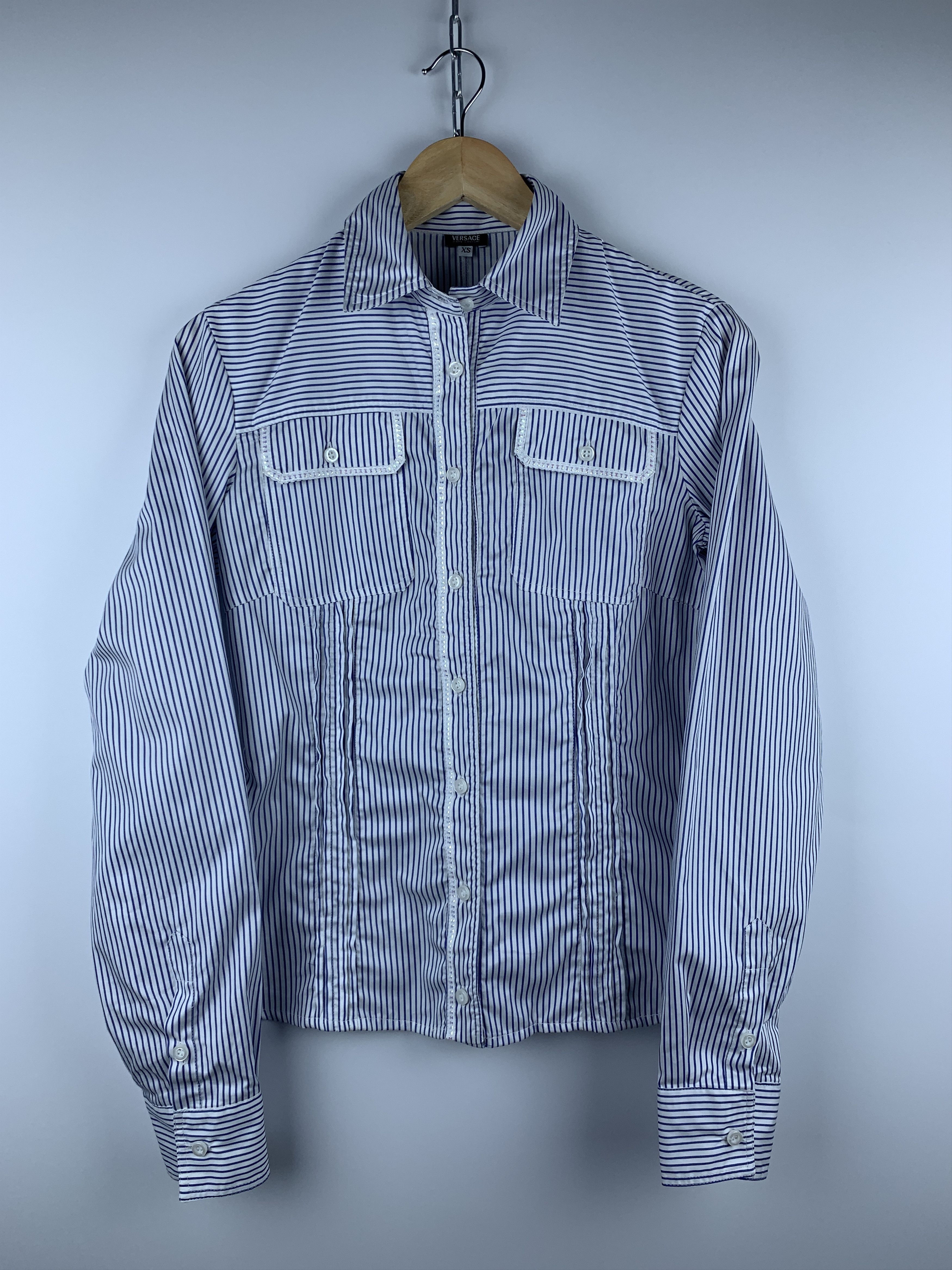 Versace × Versace Jeans Couture Wmn's Versace Jeans Couture Striped Long Sleeve Shirt Size XS / US 0-2 / IT 36-38 - 6 Thumbnail