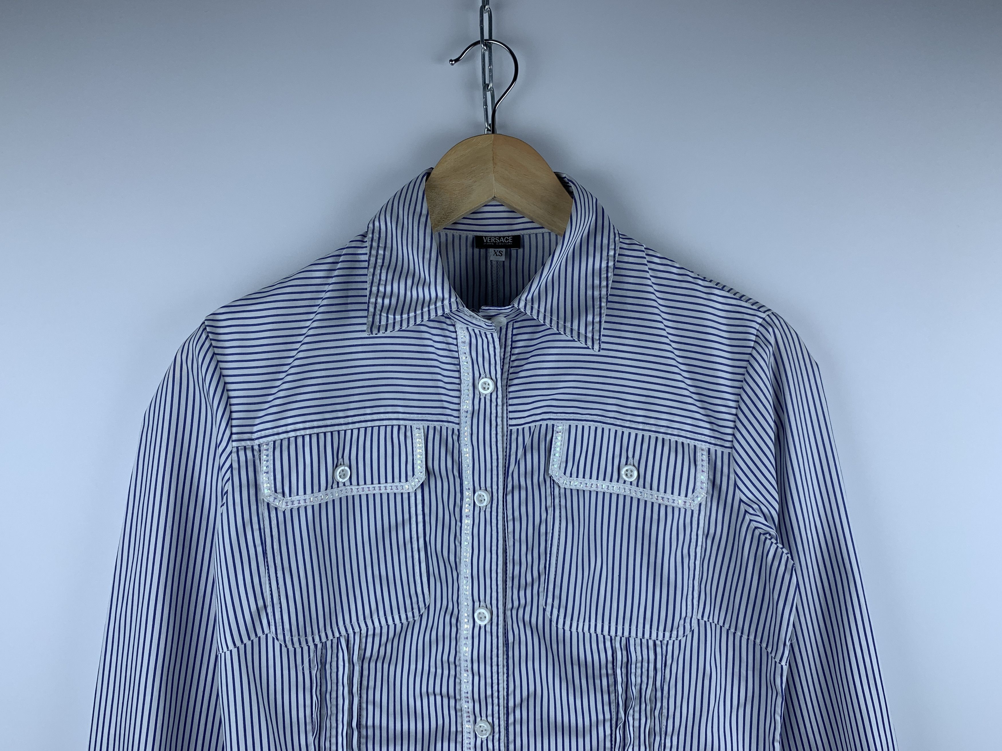 Versace × Versace Jeans Couture Wmn's Versace Jeans Couture Striped Long Sleeve Shirt Size XS / US 0-2 / IT 36-38 - 2 Thumbnail