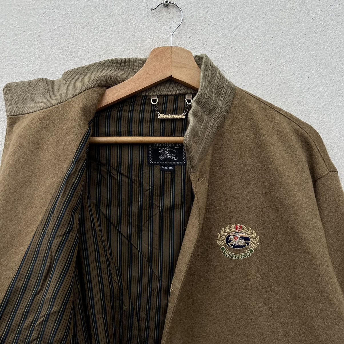 Burberry BOMBER JACKET RICH BROWN WOOL RARE STRIPE LINING JACKET Size US M / EU 48-50 / 2 - 12 Thumbnail