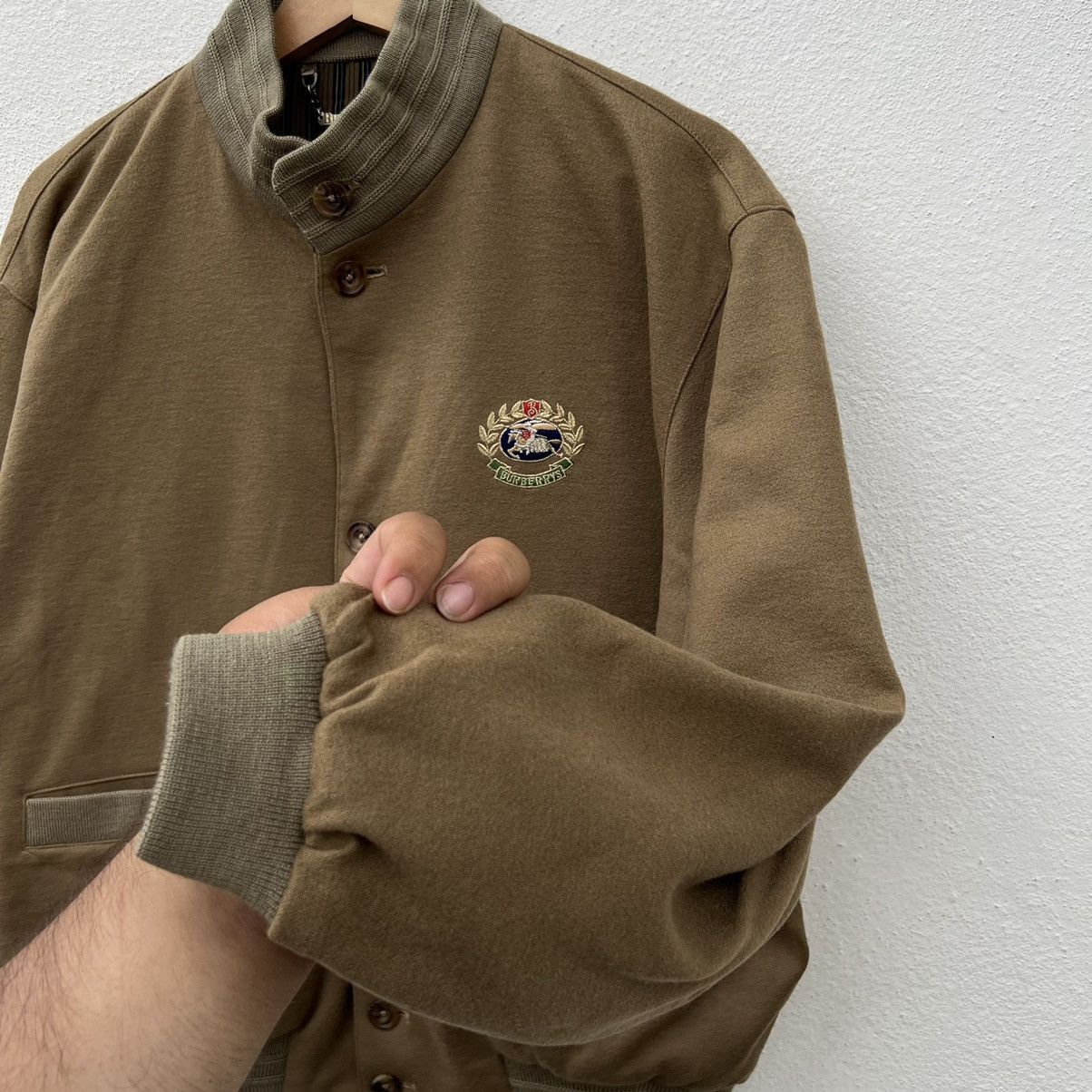 Burberry BOMBER JACKET RICH BROWN WOOL RARE STRIPE LINING JACKET Size US M / EU 48-50 / 2 - 7 Thumbnail