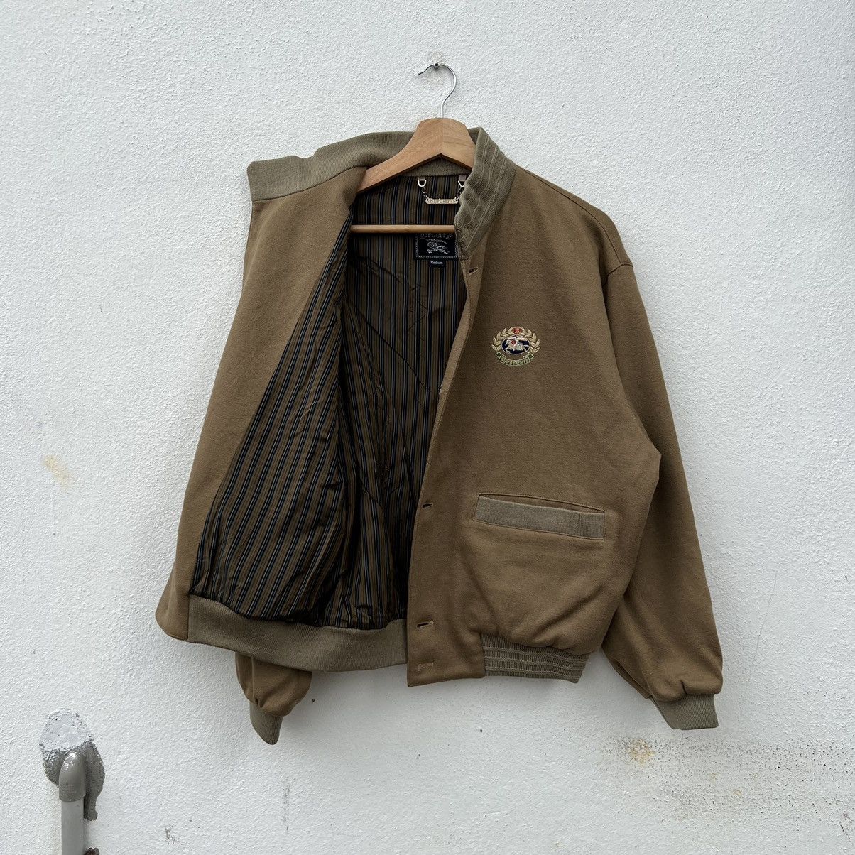 Burberry BOMBER JACKET RICH BROWN WOOL RARE STRIPE LINING JACKET Size US M / EU 48-50 / 2 - 11 Thumbnail