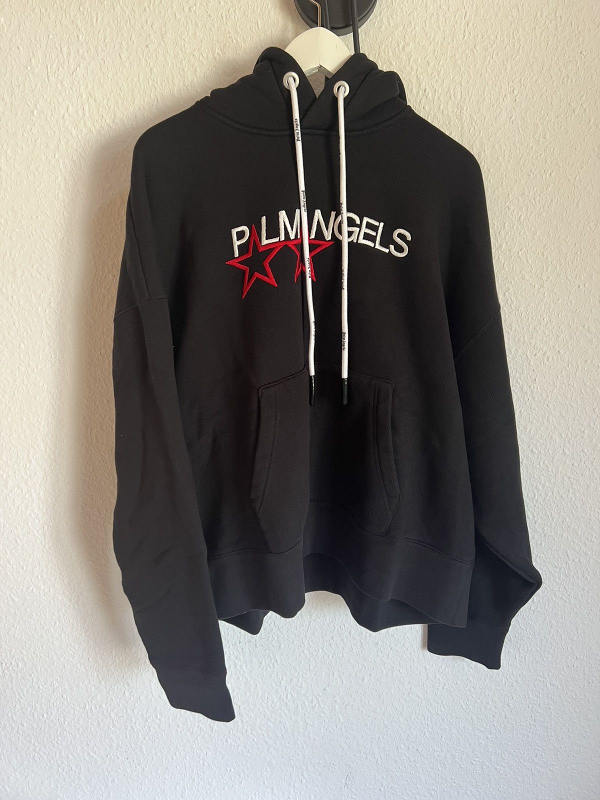 image of Palm Angels Hoodie Black Red Stars New Unworn Designer La, Men's (Size Large)