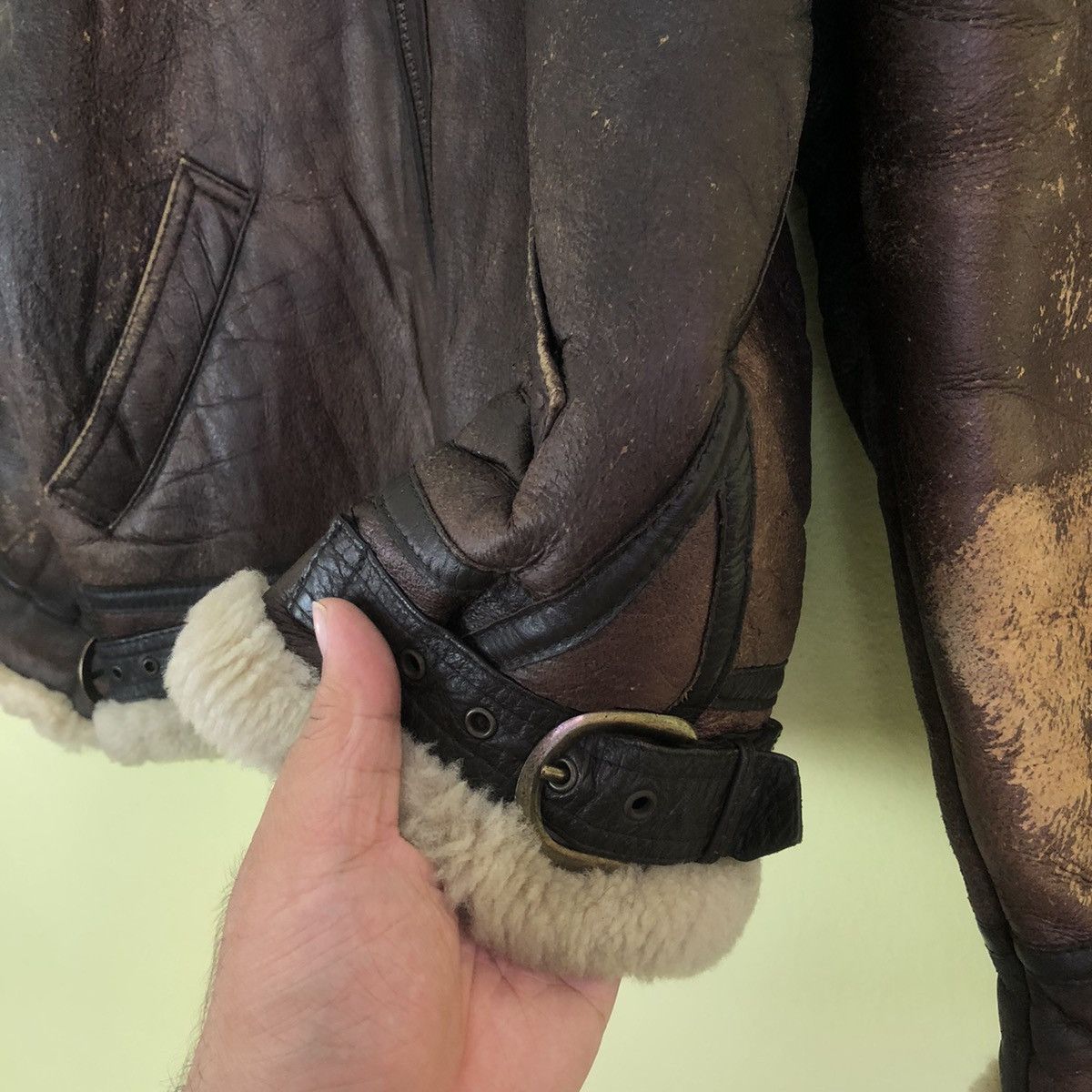 🔥 Vintage B-3 Genuine Leather Jacket Shearling Mink Fur