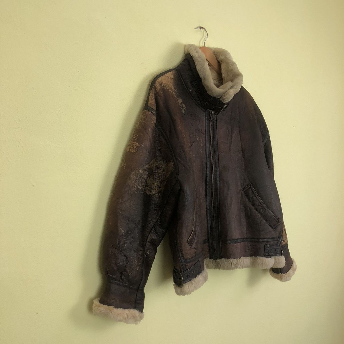 🔥 Vintage B-3 Genuine Leather Jacket Shearling Mink Fur