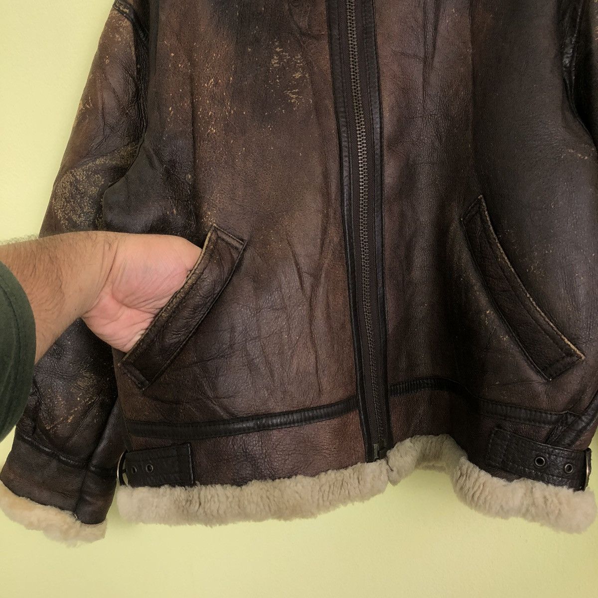 🔥 Vintage B-3 Genuine Leather Jacket Shearling Mink Fur