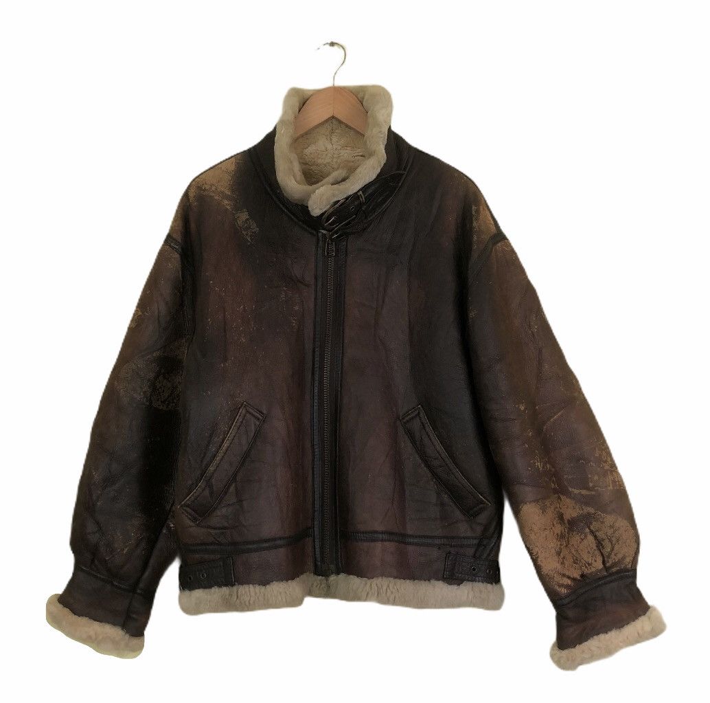 🔥 Vintage B-3 Genuine Leather Jacket Shearling Mink Fur