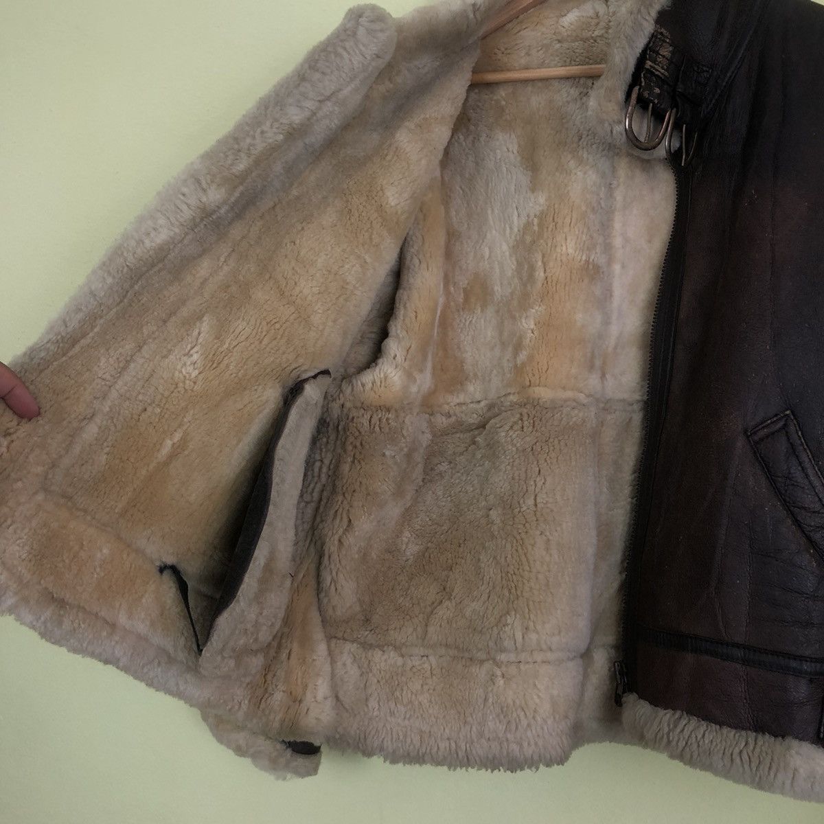 🔥 Vintage B-3 Genuine Leather Jacket Shearling Mink Fur