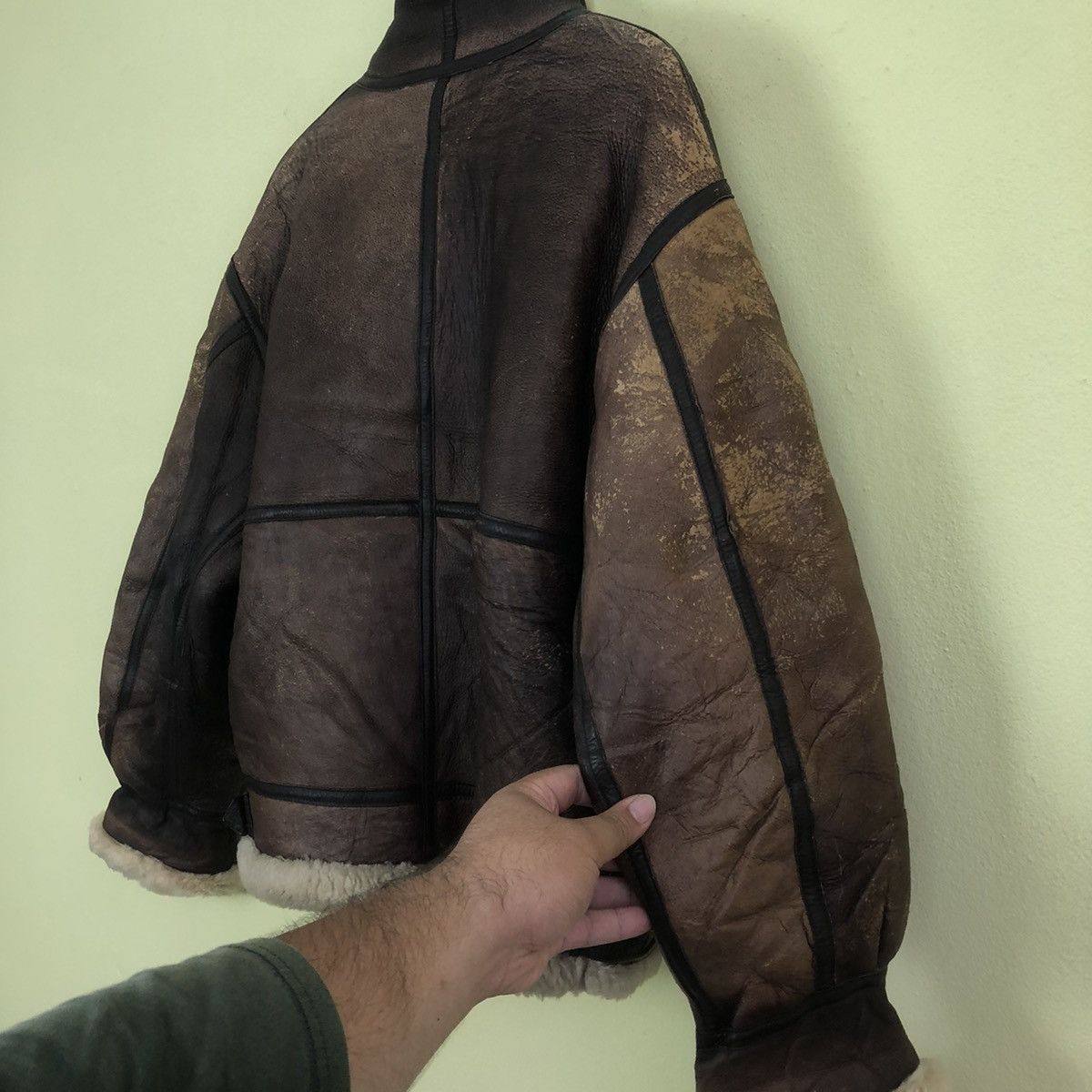 🔥 Vintage B-3 Genuine Leather Jacket Shearling Mink Fur