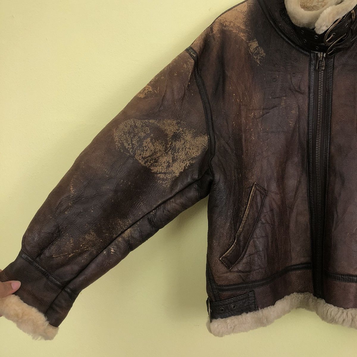🔥 Vintage B-3 Genuine Leather Jacket Shearling Mink Fur