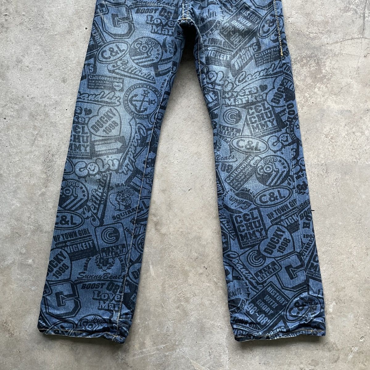 Japanese Brand Vintage Japanese Faded Full Print Denim Jeans Pants W27x29.5 Size US 27 - 6 Thumbnail