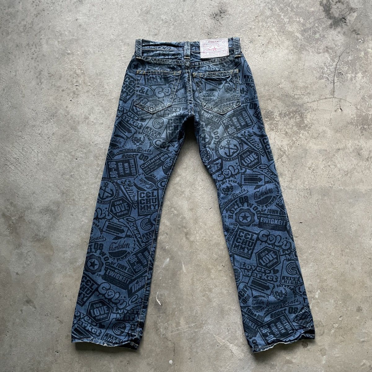 Japanese Brand Vintage Japanese Faded Full Print Denim Jeans Pants W27x29.5 Size US 27 - 11 Thumbnail