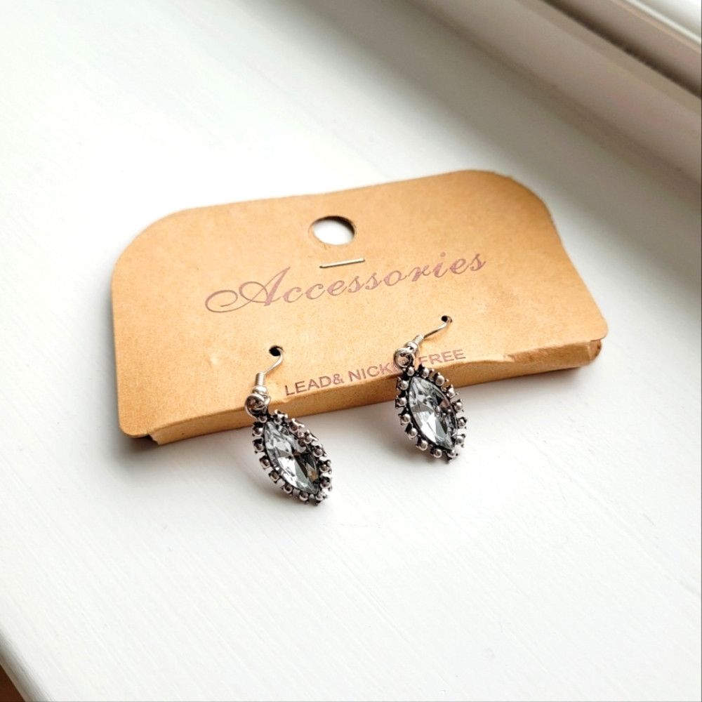 Jewelry x Vacation Studded Marquise Crystal Drop Earrings in Silver, Women's
