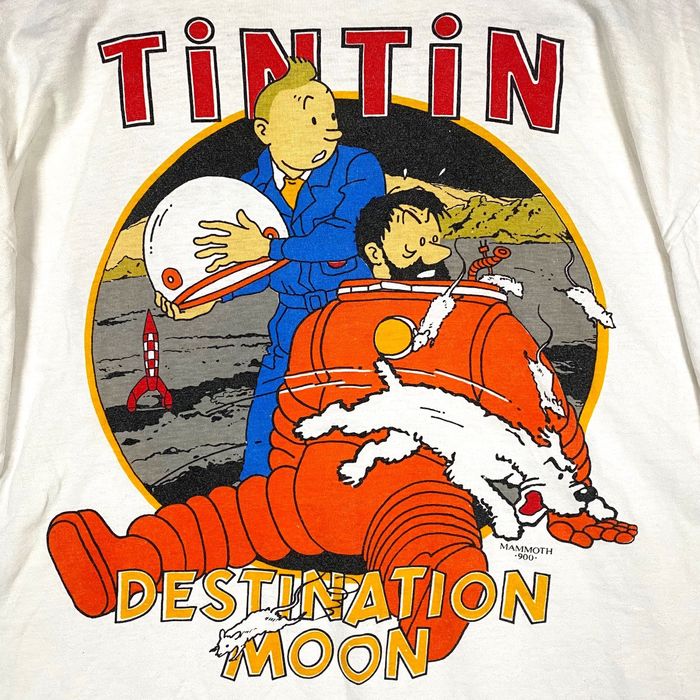 Vintage VINTAGE 90's THE ADVENTURES OF TINTIN DESTINATION MOON TEE ...