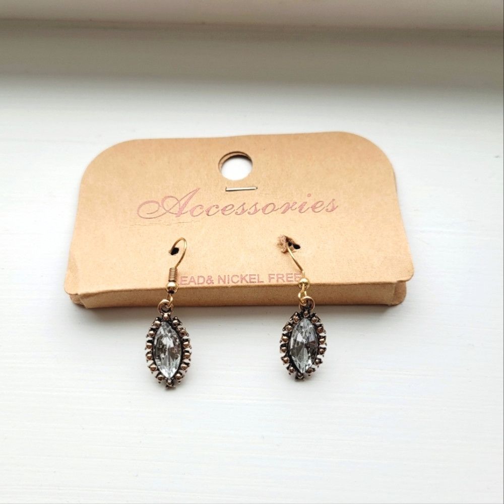 Jewelry x Vacation Studded Marquise Crystal Drop Earrings in Gold, Women's