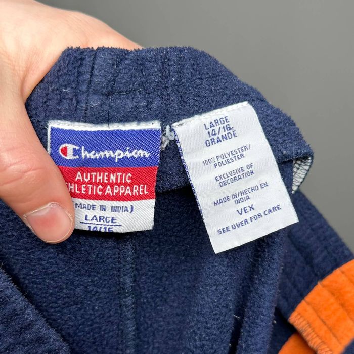 Vintage Champion Sweatpants Navy Blue Fleece Orange Baggy Fit | Grailed