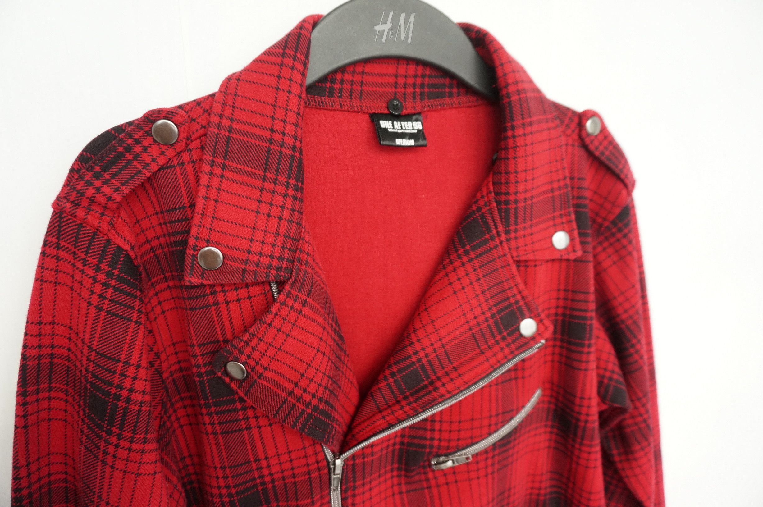 Japanese Brand ONE AFTER 99 Punk Shadow Plaid Tartan Slanted Zipper Jacket Size US S / EU 44-46 / 1 - 6 Thumbnail