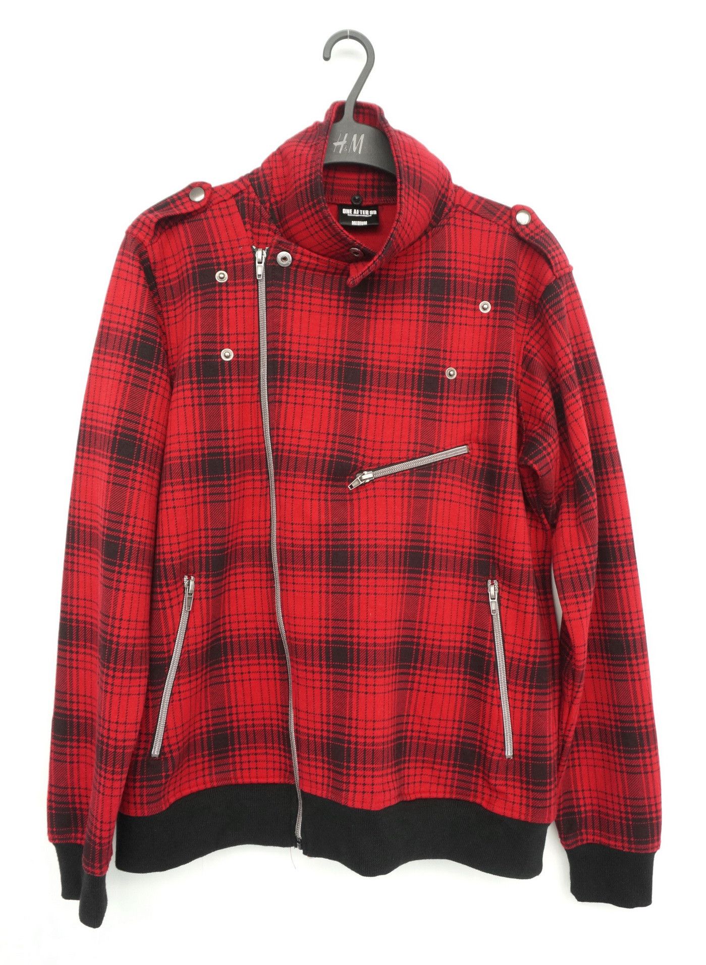 Japanese Brand ONE AFTER 99 Punk Shadow Plaid Tartan Slanted Zipper Jacket Size US S / EU 44-46 / 1 - 4 Thumbnail