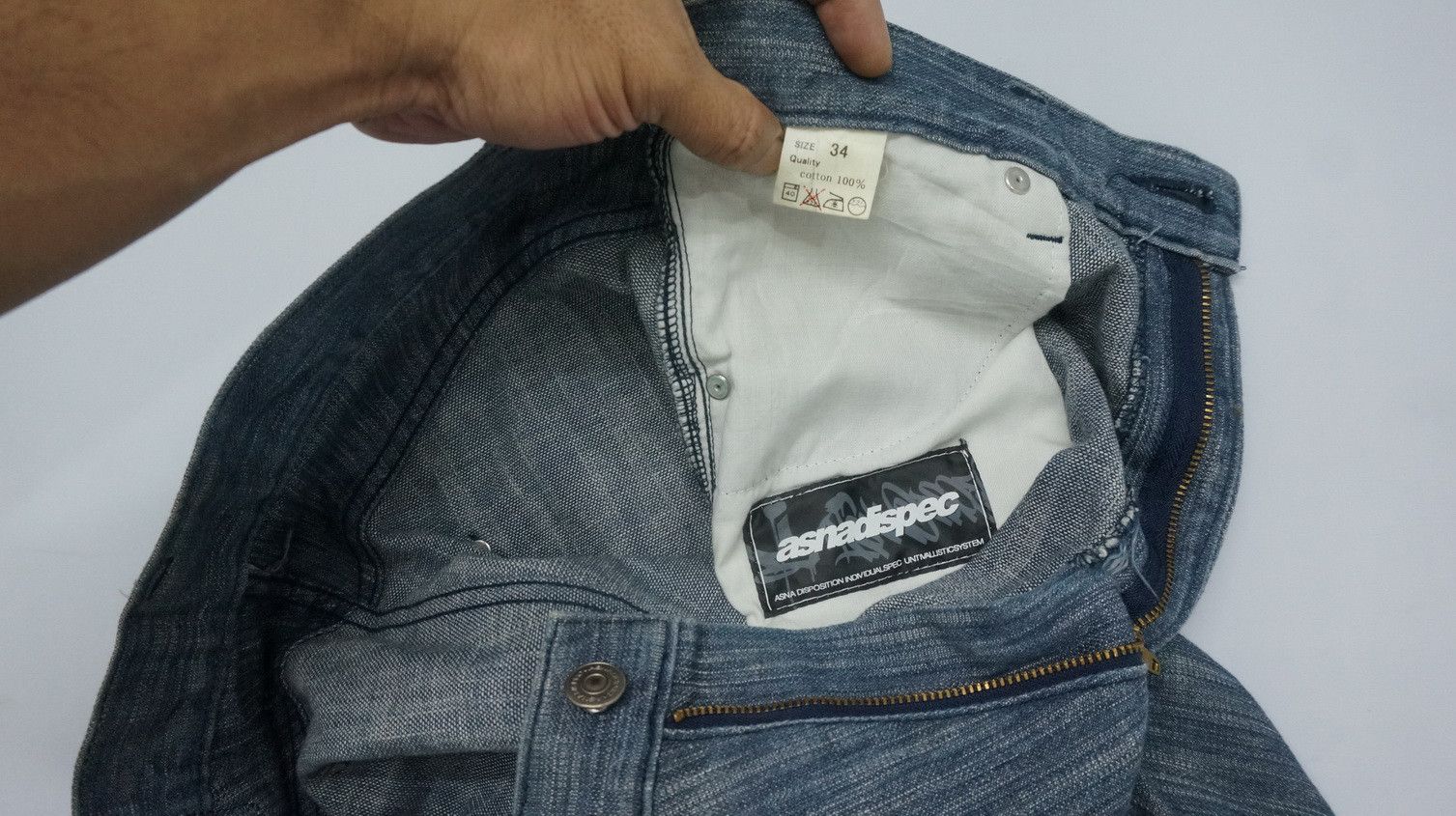 Japanese Brand Rare Vintage Japan ASNADISPEC Diagonal Brush Fabric Jeans Size US 34 / EU 50 - 4 Thumbnail