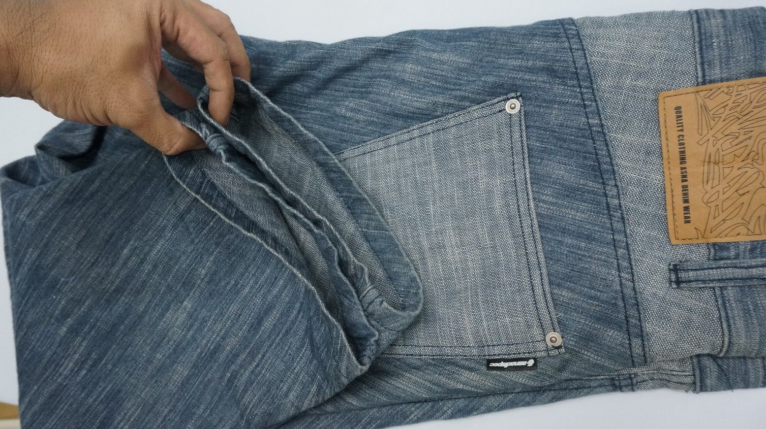 Japanese Brand Rare Vintage Japan ASNADISPEC Diagonal Brush Fabric Jeans Size US 34 / EU 50 - 18 Thumbnail